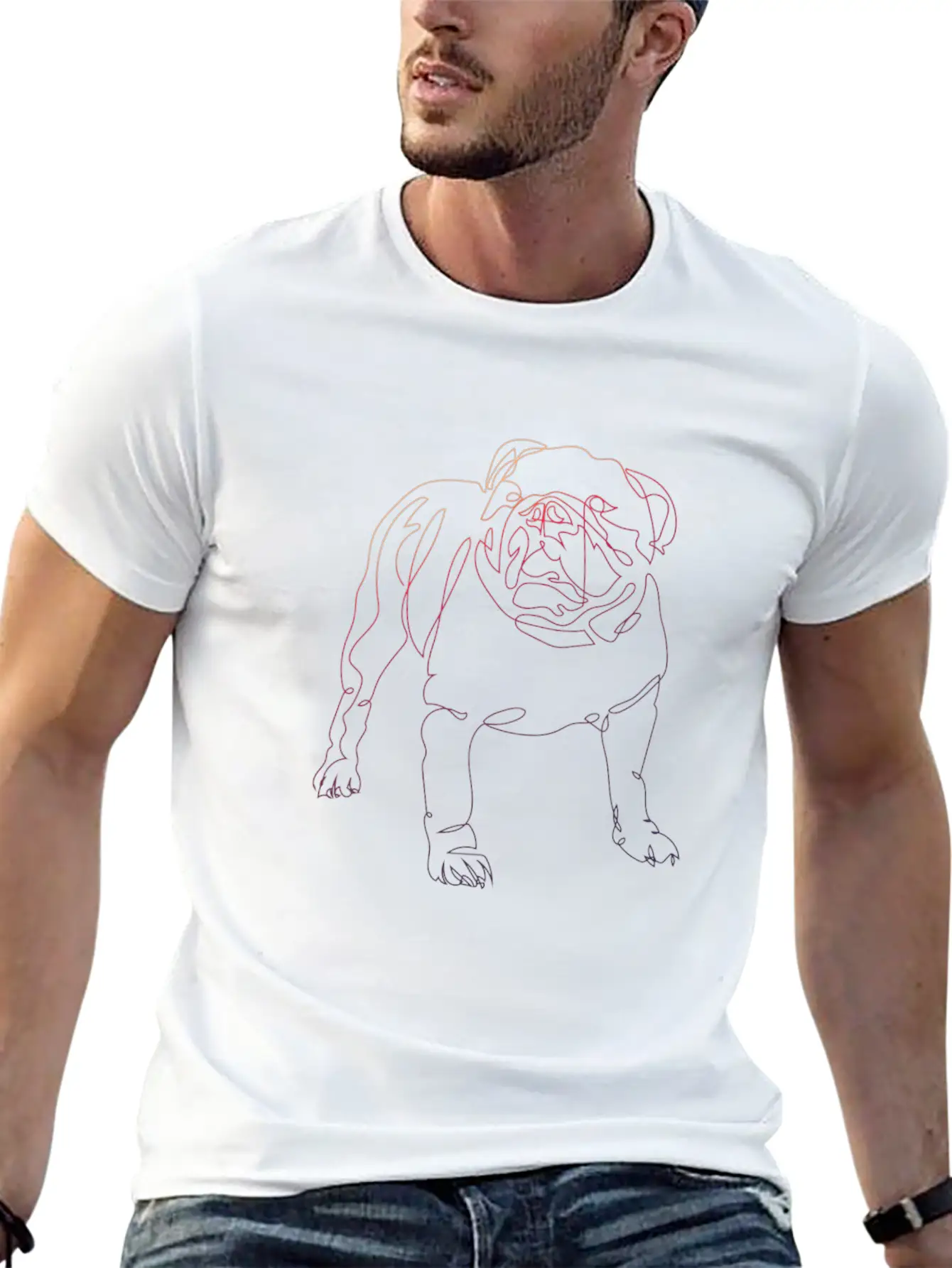 One Line Art Dog Basic Graphic T-Shirt ¨C Daily Comfort In Soft Cotton