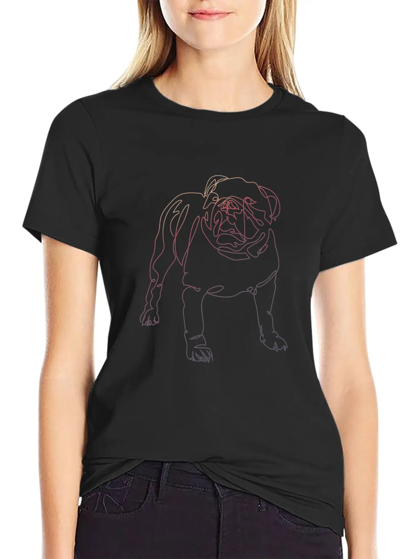One Line Art Dog Basic Graphic T-Shirt ¨C Daily Comfort In Soft Cotton