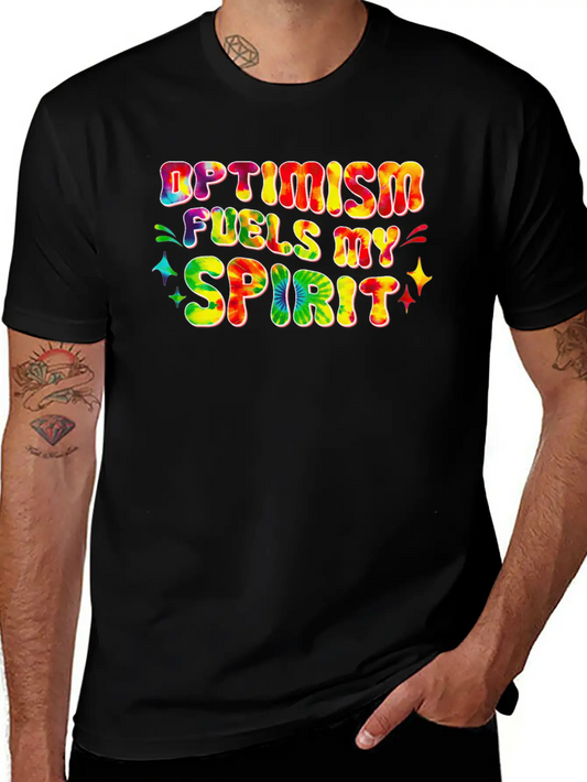 Optimism Fuels My Spirit Retro Hippie Tie-Dye Groo Basic Graphic T-Shirt ¨C Daily Comfort In Soft Cotton