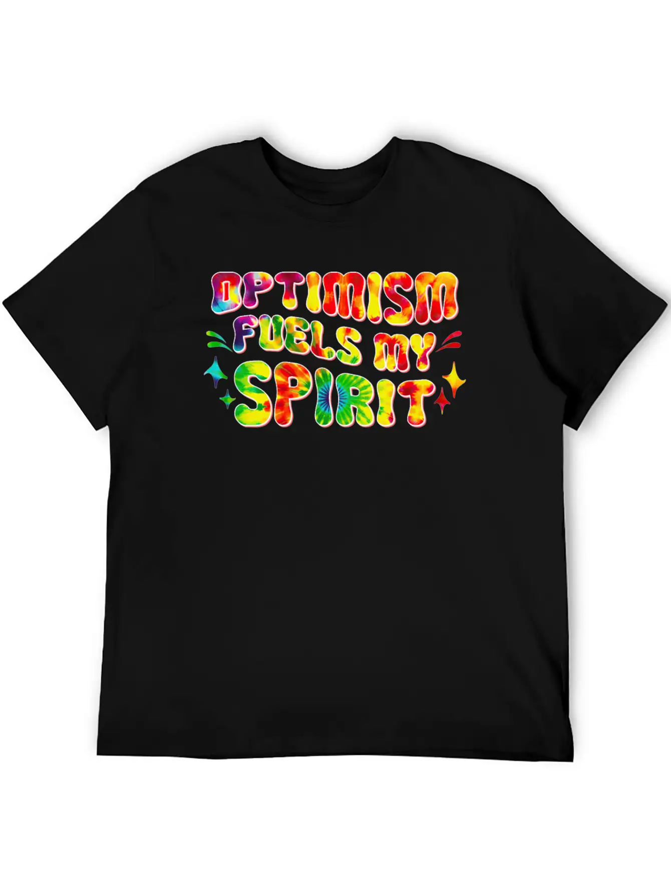Optimism Fuels My Spirit Retro Hippie Tie-Dye Groo Basic Graphic T-Shirt ¨C Daily Comfort In Soft Cotton