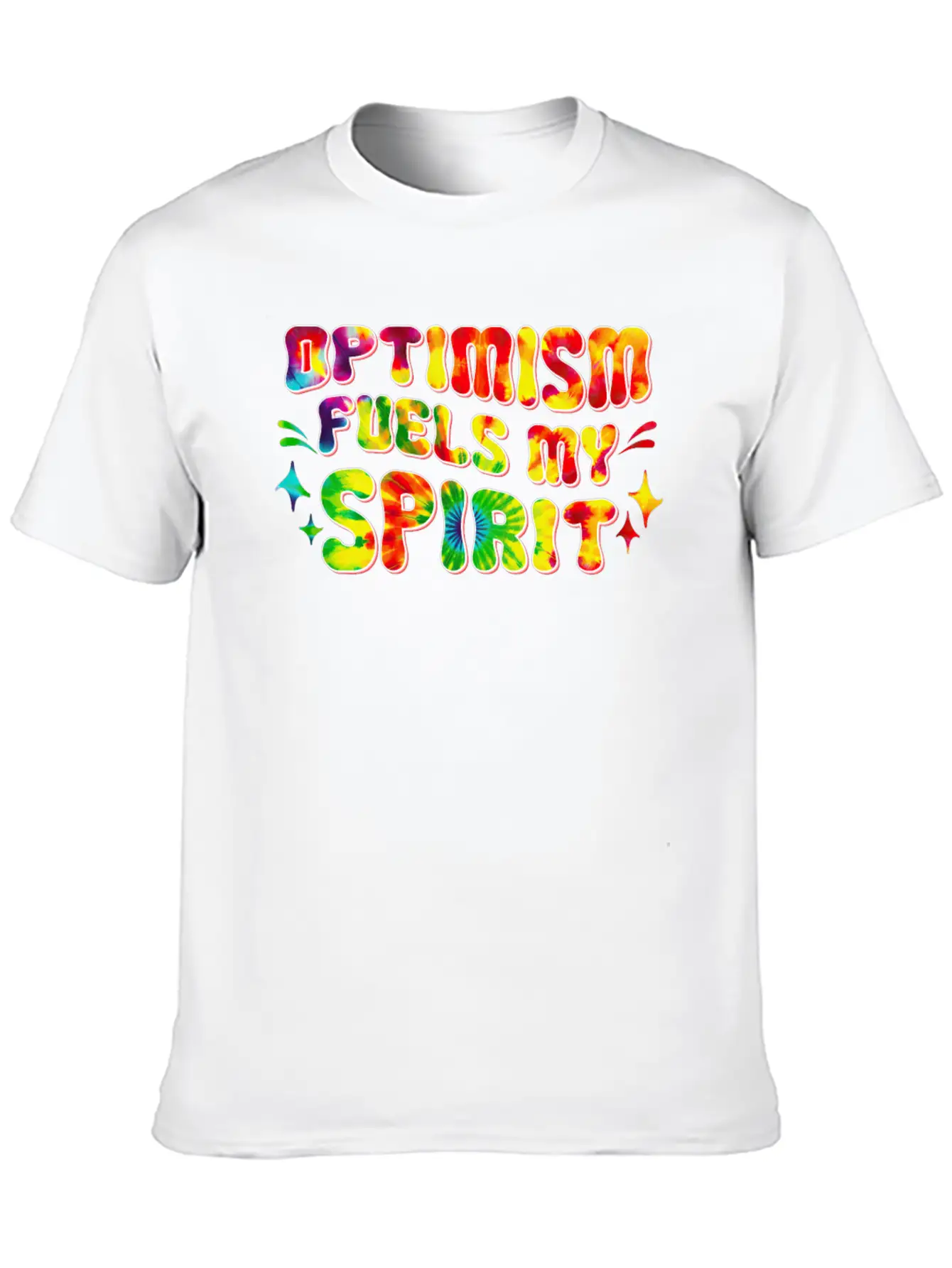 Optimism Fuels My Spirit Retro Hippie Tie-Dye Groo Basic Graphic T-Shirt ¨C Daily Comfort In Soft Cotton
