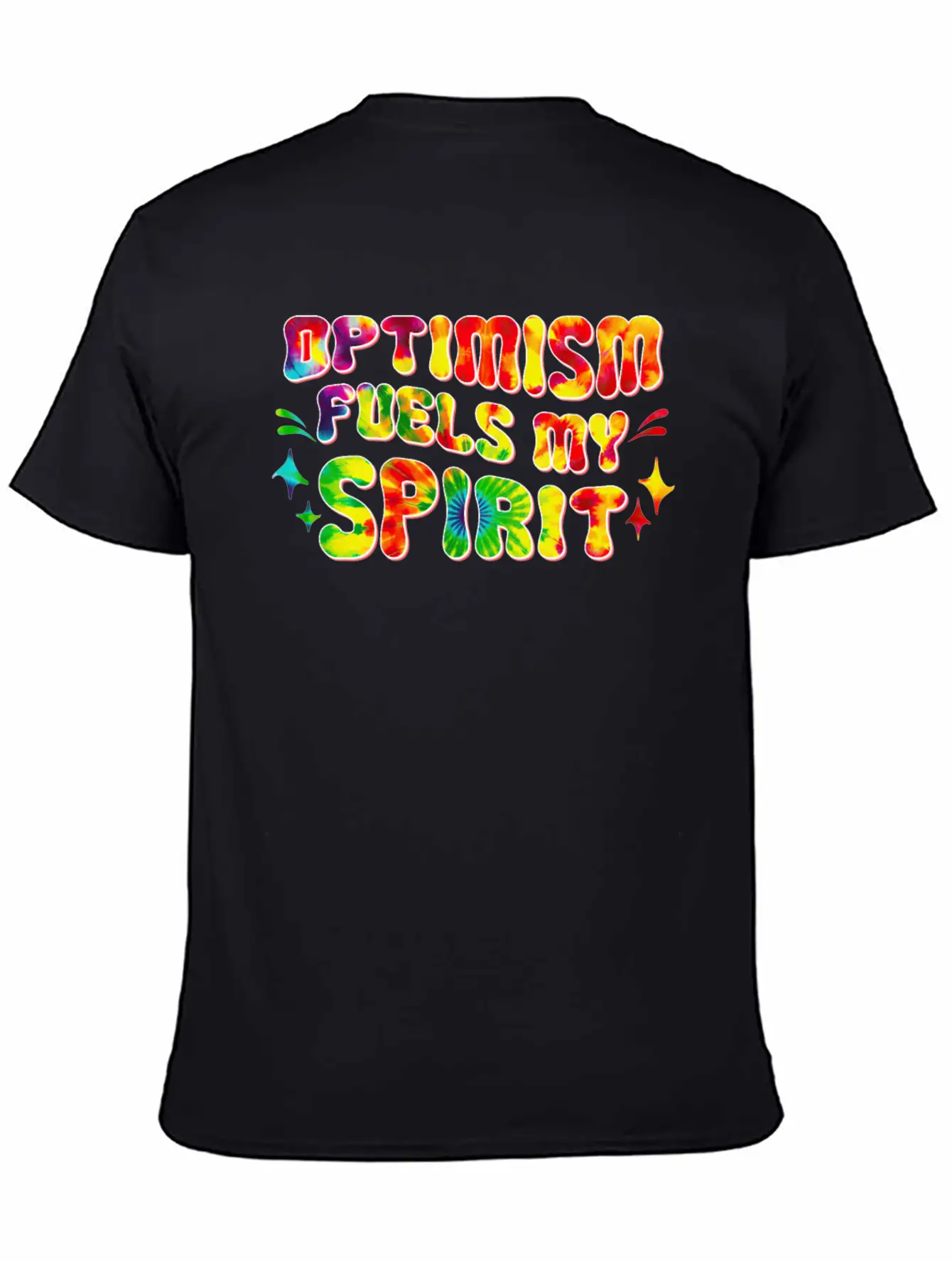 Optimism Fuels My Spirit Retro Hippie Tie-Dye Groo Basic Graphic T-Shirt ¨C Daily Comfort In Soft Cotton