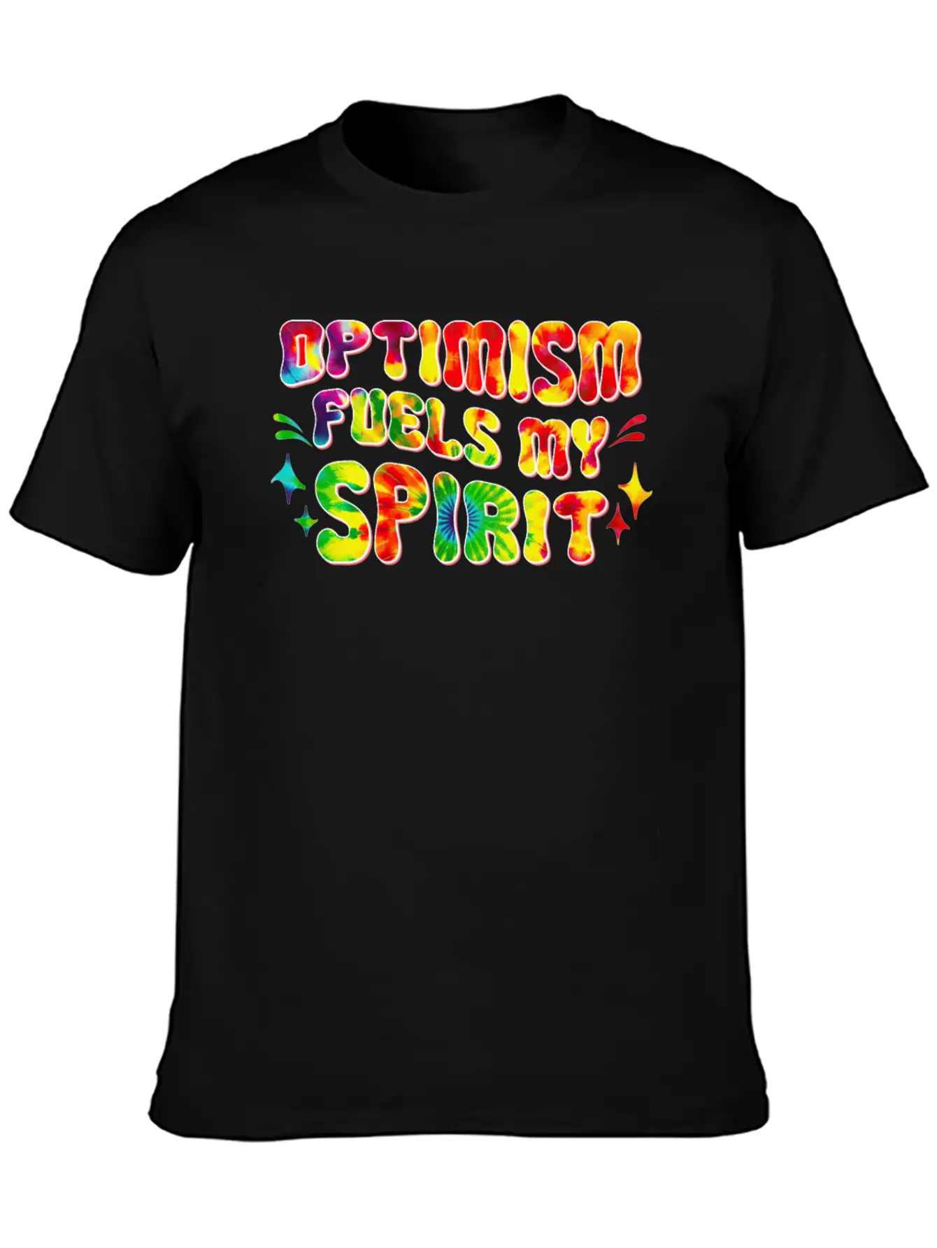 Optimism Fuels My Spirit Retro Hippie Tie-Dye Groo Basic Graphic T-Shirt ¨C Daily Comfort In Soft Cotton