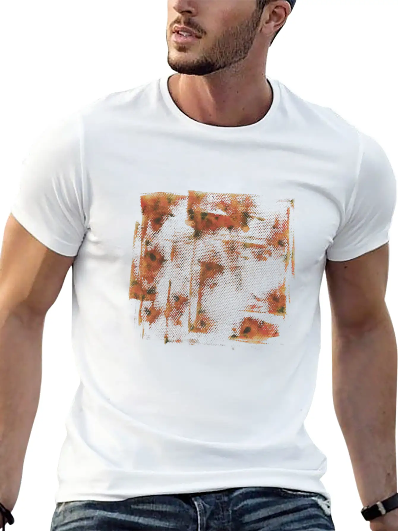 Orange Grunge Paint Holes Basic Graphic T-Shirt ¨C Daily Comfort In Soft Cotton