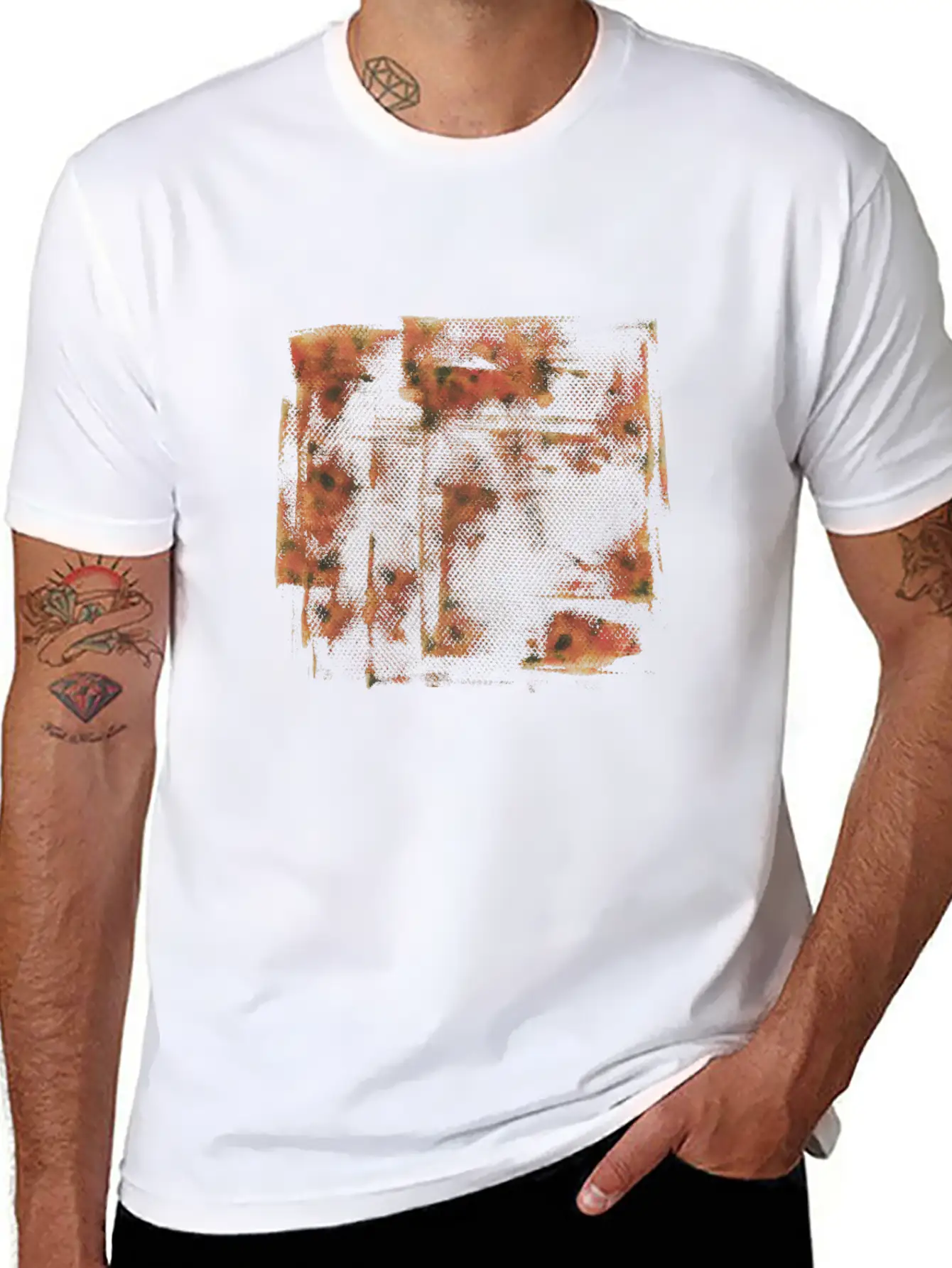 Orange Grunge Paint Holes Basic Graphic T-Shirt ¨C Daily Comfort In Soft Cotton