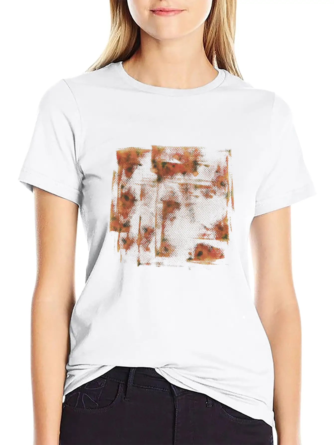 Orange Grunge Paint Holes Basic Graphic T-Shirt ¨C Daily Comfort In Soft Cotton