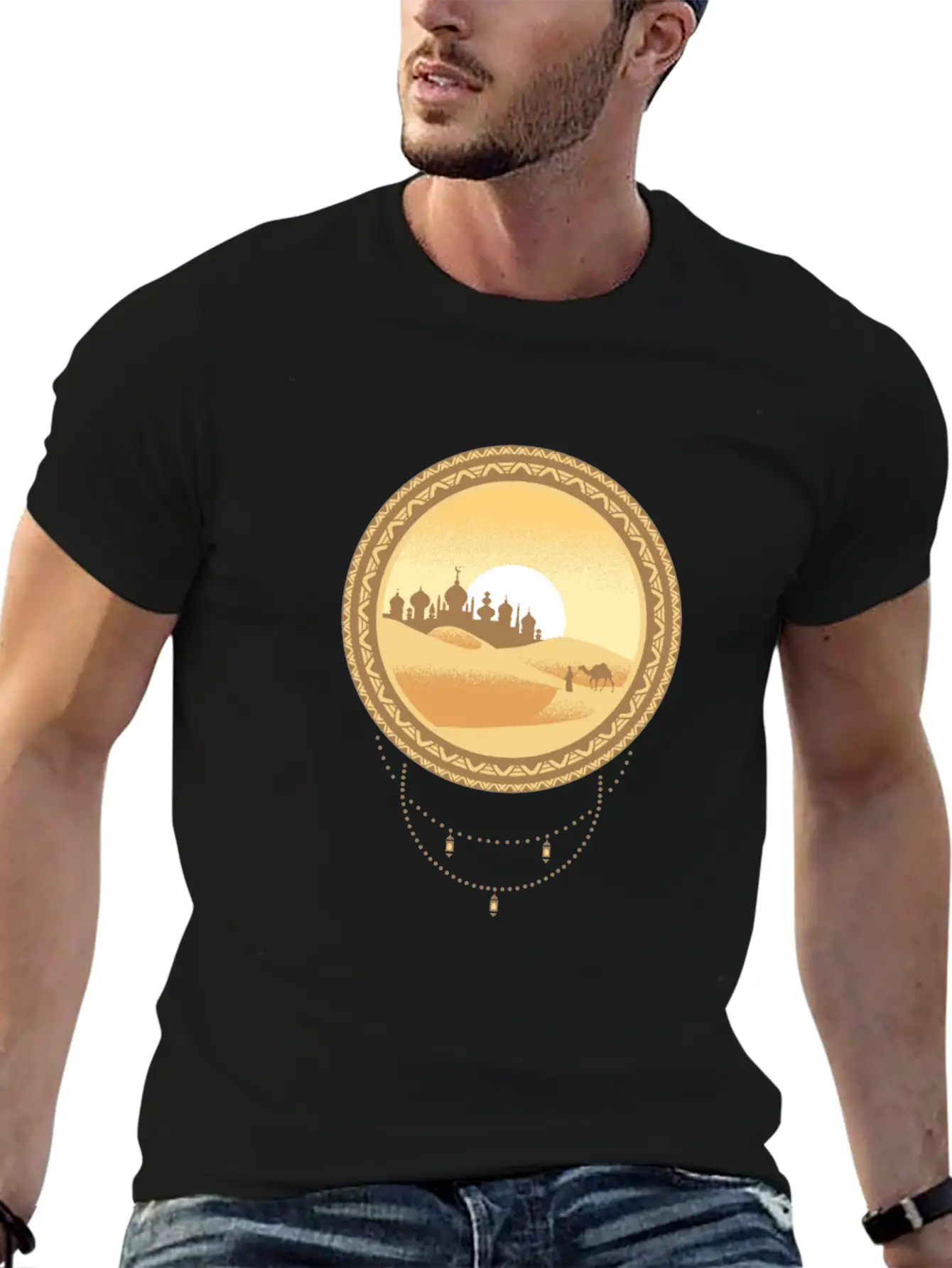 Oriental Desert Town Essential Cotton Tee For Daily Outfits ¨C Unisex Style