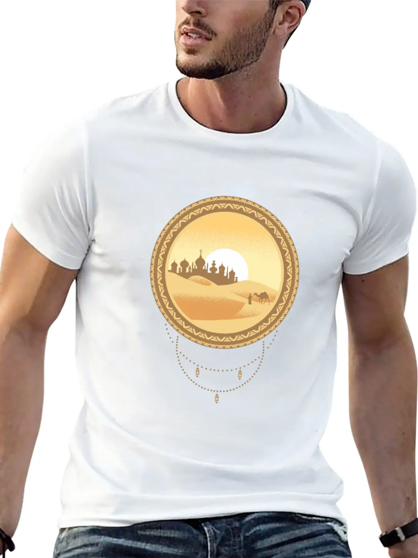 Oriental Desert Town Essential Cotton Tee For Daily Outfits ¨C Unisex Style