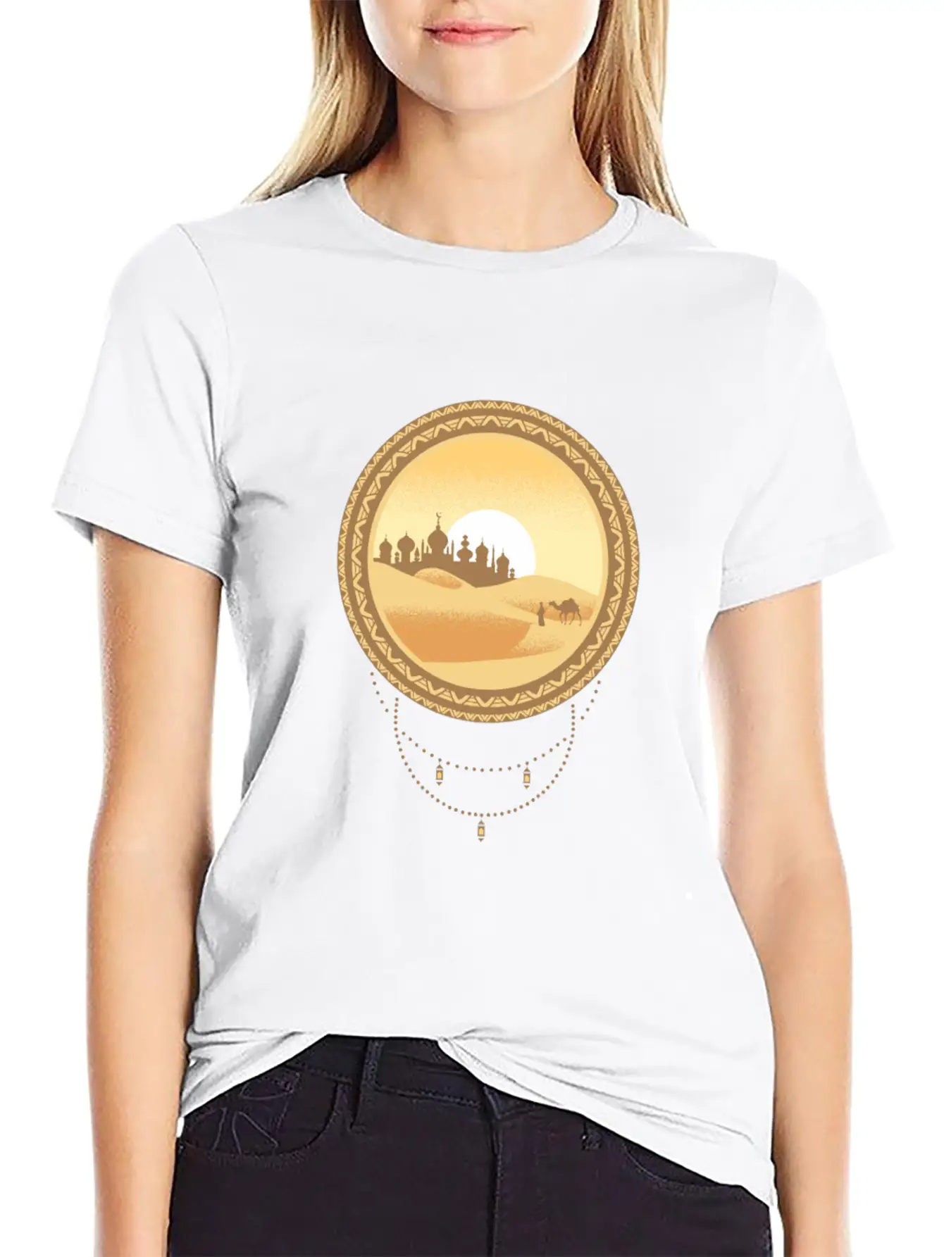 Oriental Desert Town Essential Cotton Tee For Daily Outfits ¨C Unisex Style