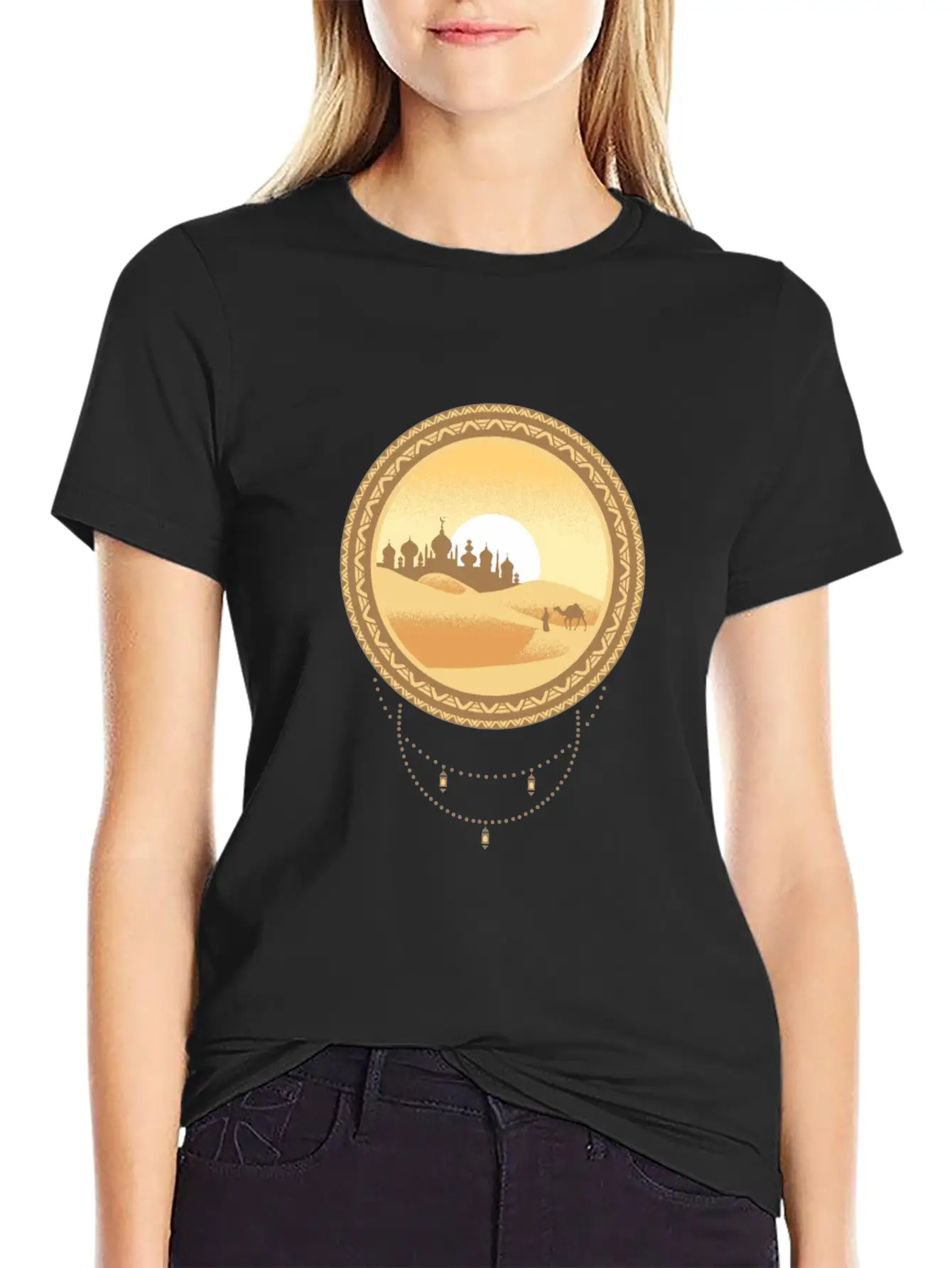 Oriental Desert Town Essential Cotton Tee For Daily Outfits ¨C Unisex Style