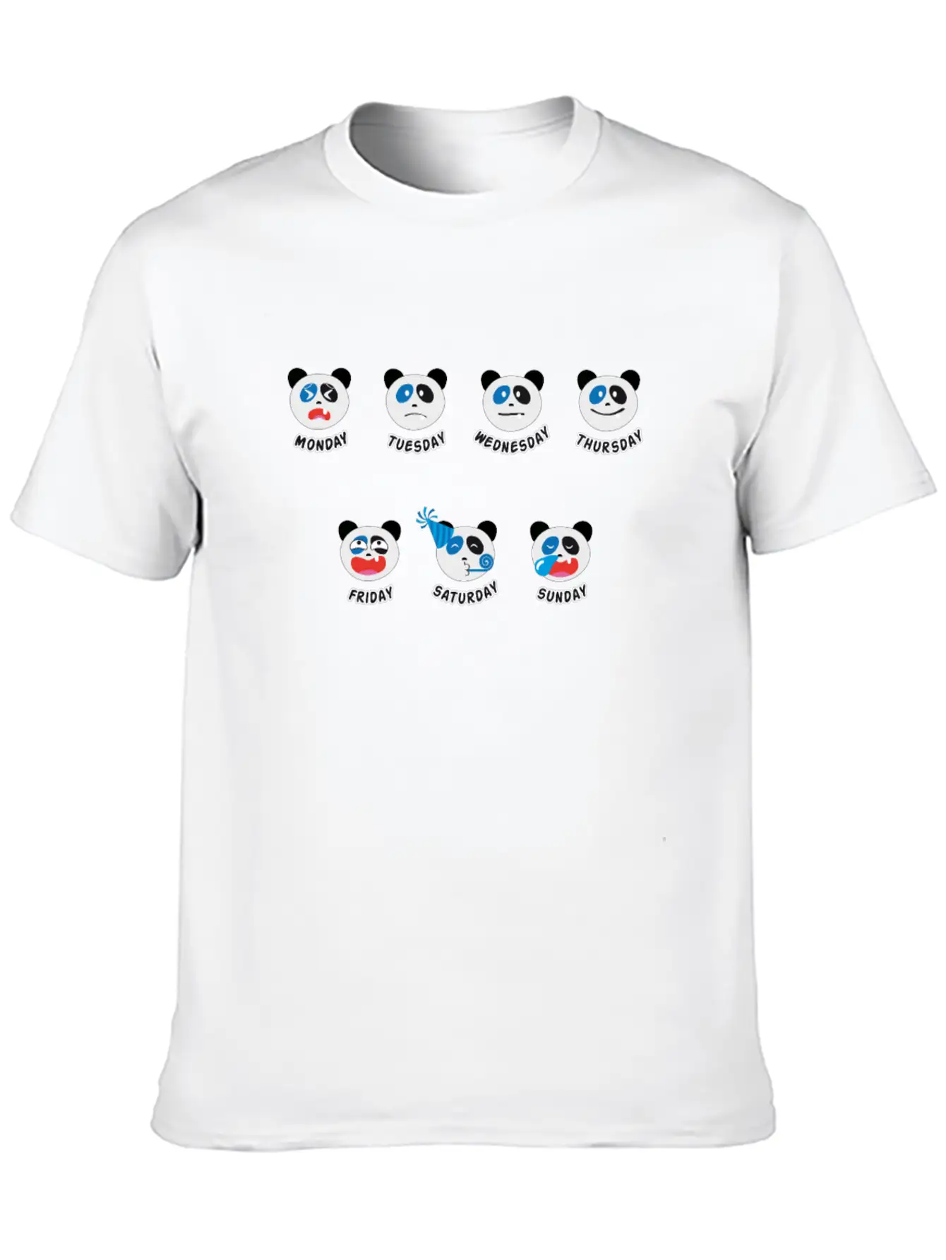 Panda Bear Weekly Mood At Work Essential Cotton Tee For Daily Outfits ¨C Unisex Style
