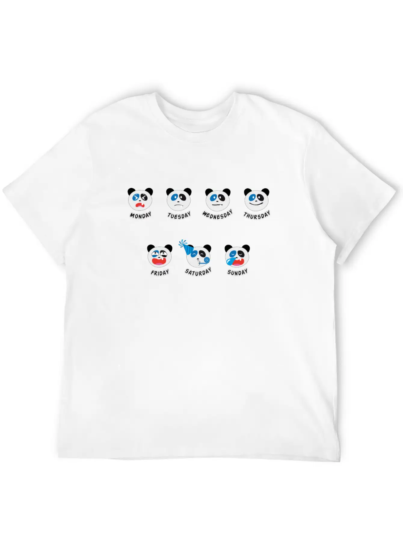 Panda Bear Weekly Mood At Work Essential Cotton Tee For Daily Outfits ¨C Unisex Style