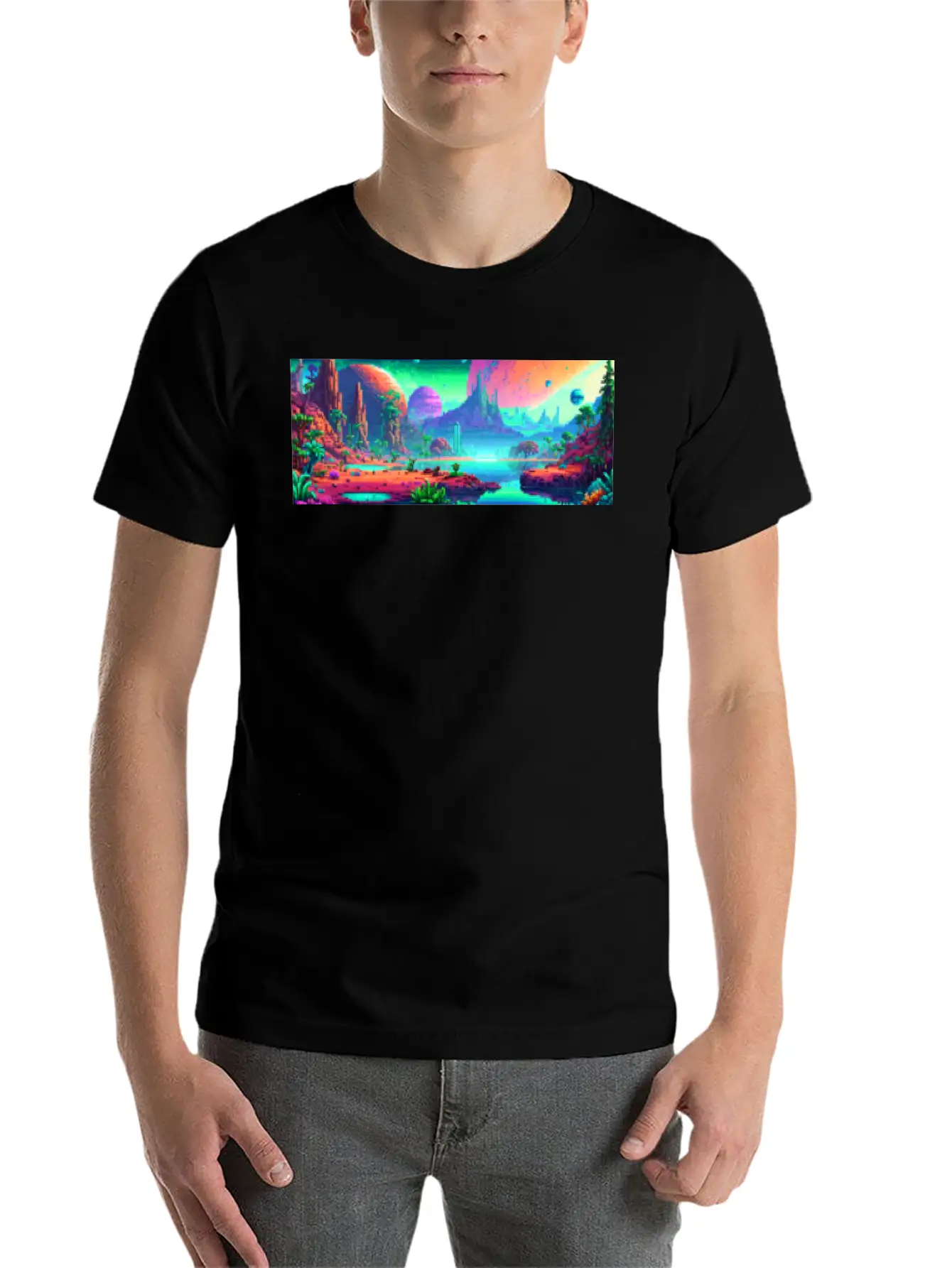 Panorama Mug - Retro - Alien Planet 01 Soft Cotton Short Sleeve Tee ¨C Unisex Wardrobe Staple