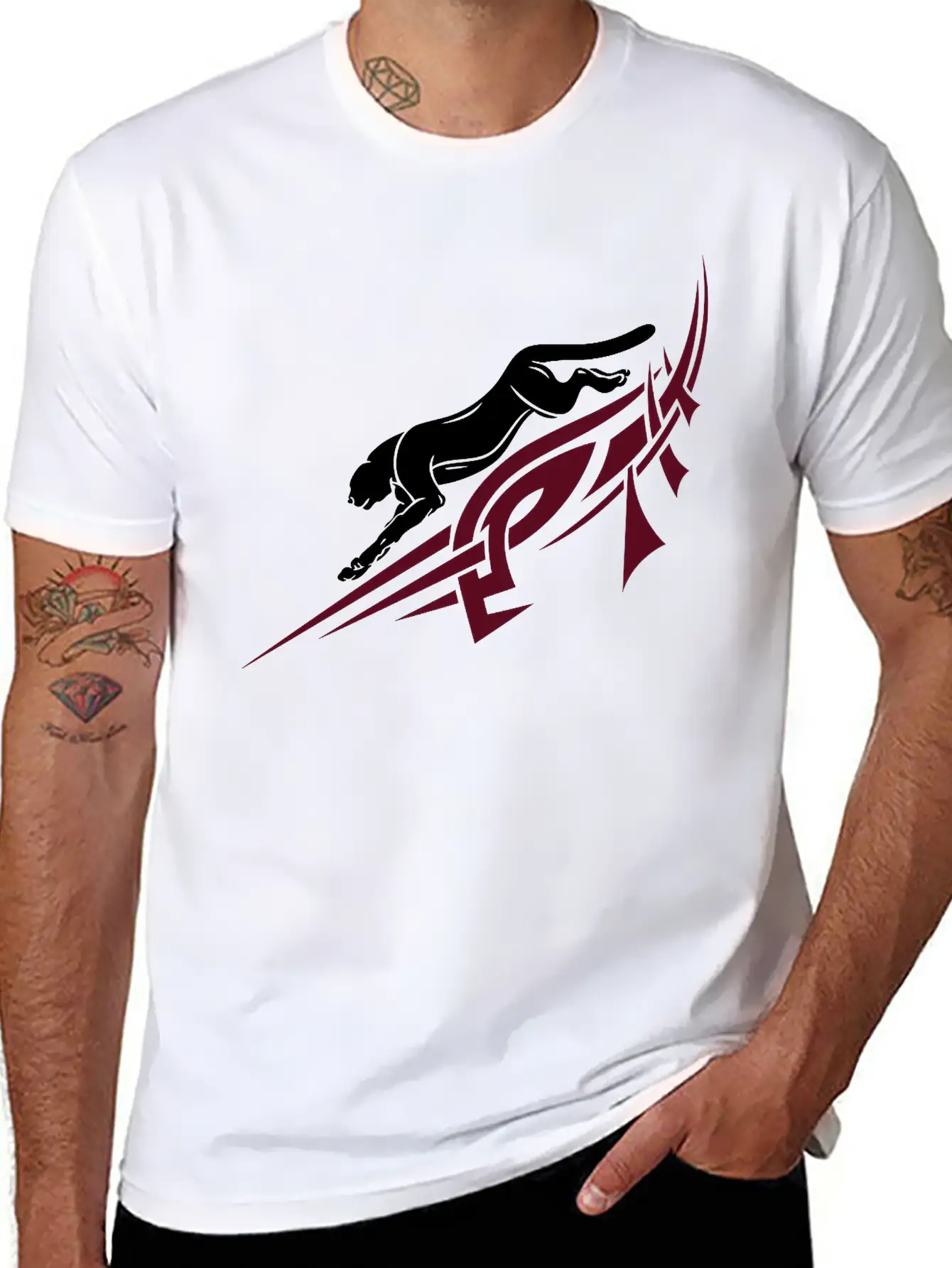 Panther With Tribal, Tattoo. Basic Graphic T-Shirt ¨C Daily Comfort In Soft Cotton