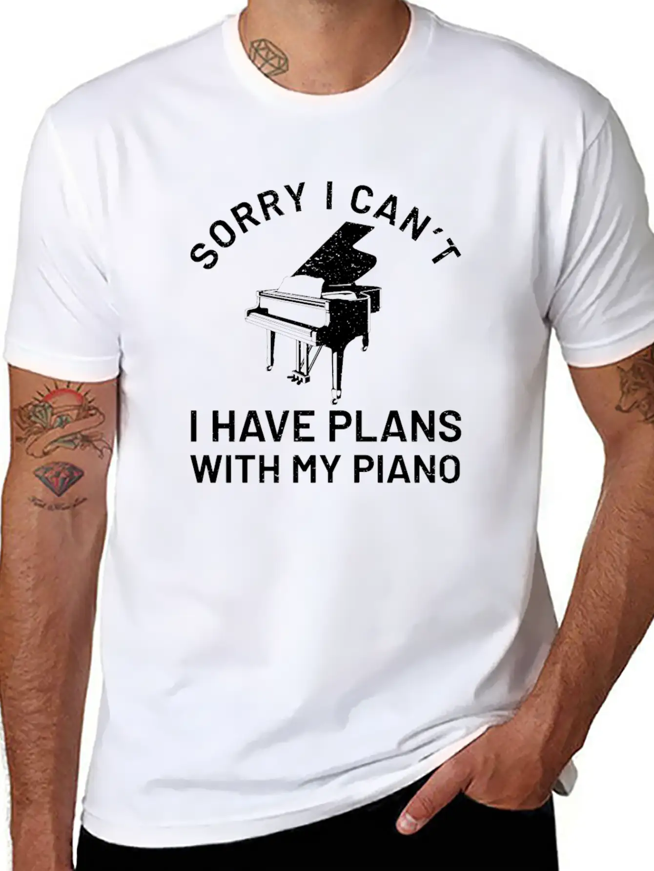 Piano Piano Pianist Keyboard Classic Basic Graphic T-Shirt ¨C Daily Comfort In Soft Cotton