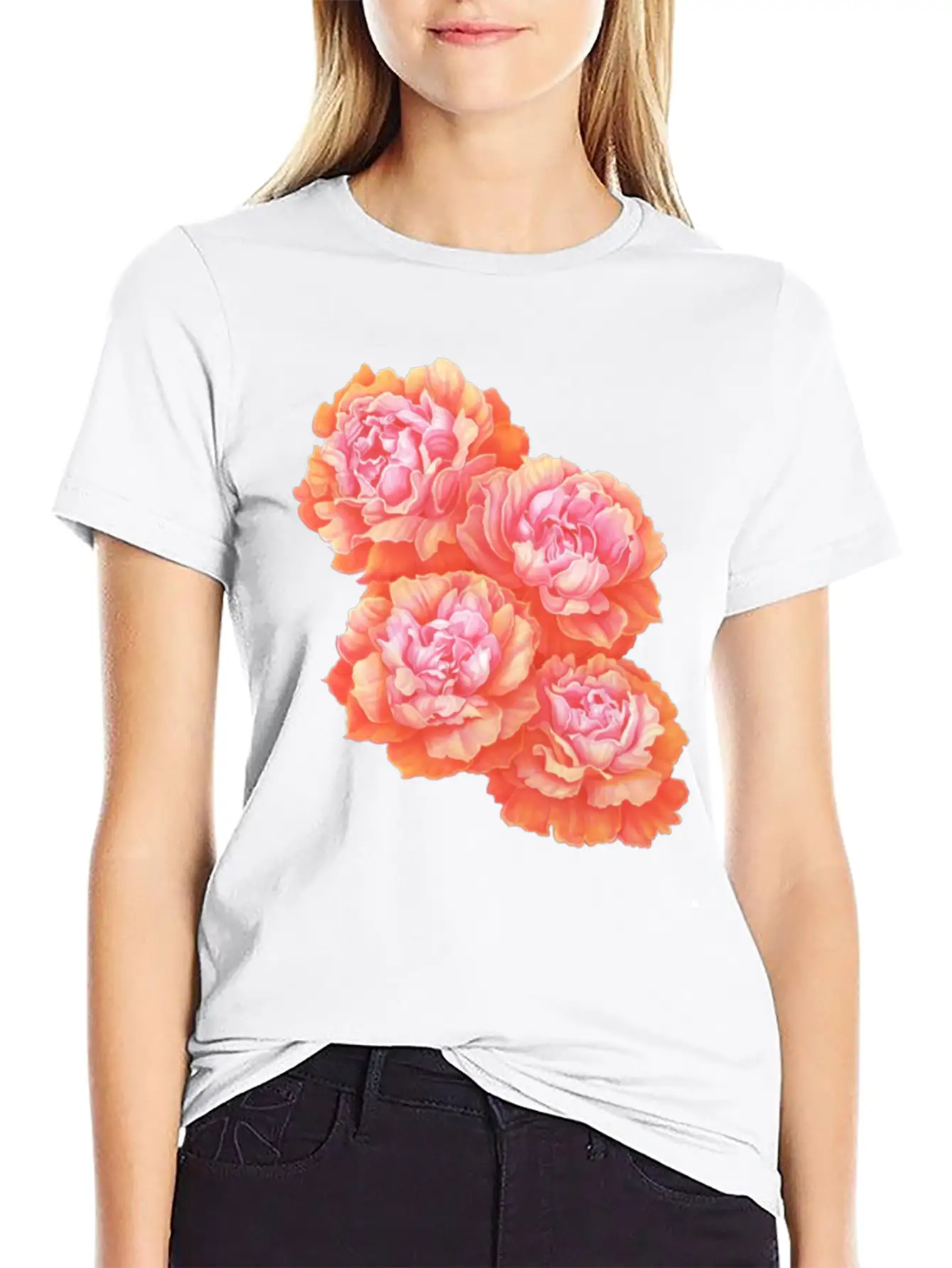 Pink Rose Love Basic Graphic T-Shirt ¨C Daily Comfort In Soft Cotton