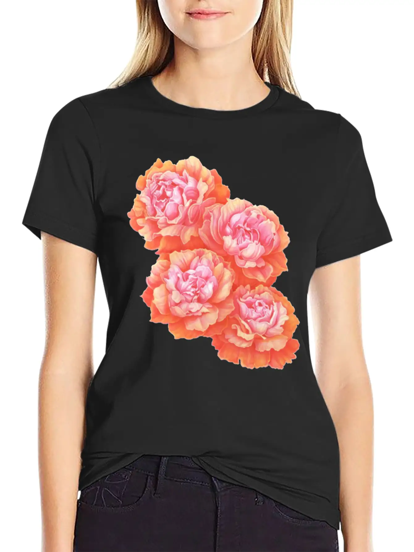 Pink Rose Love Basic Graphic T-Shirt ¨C Daily Comfort In Soft Cotton