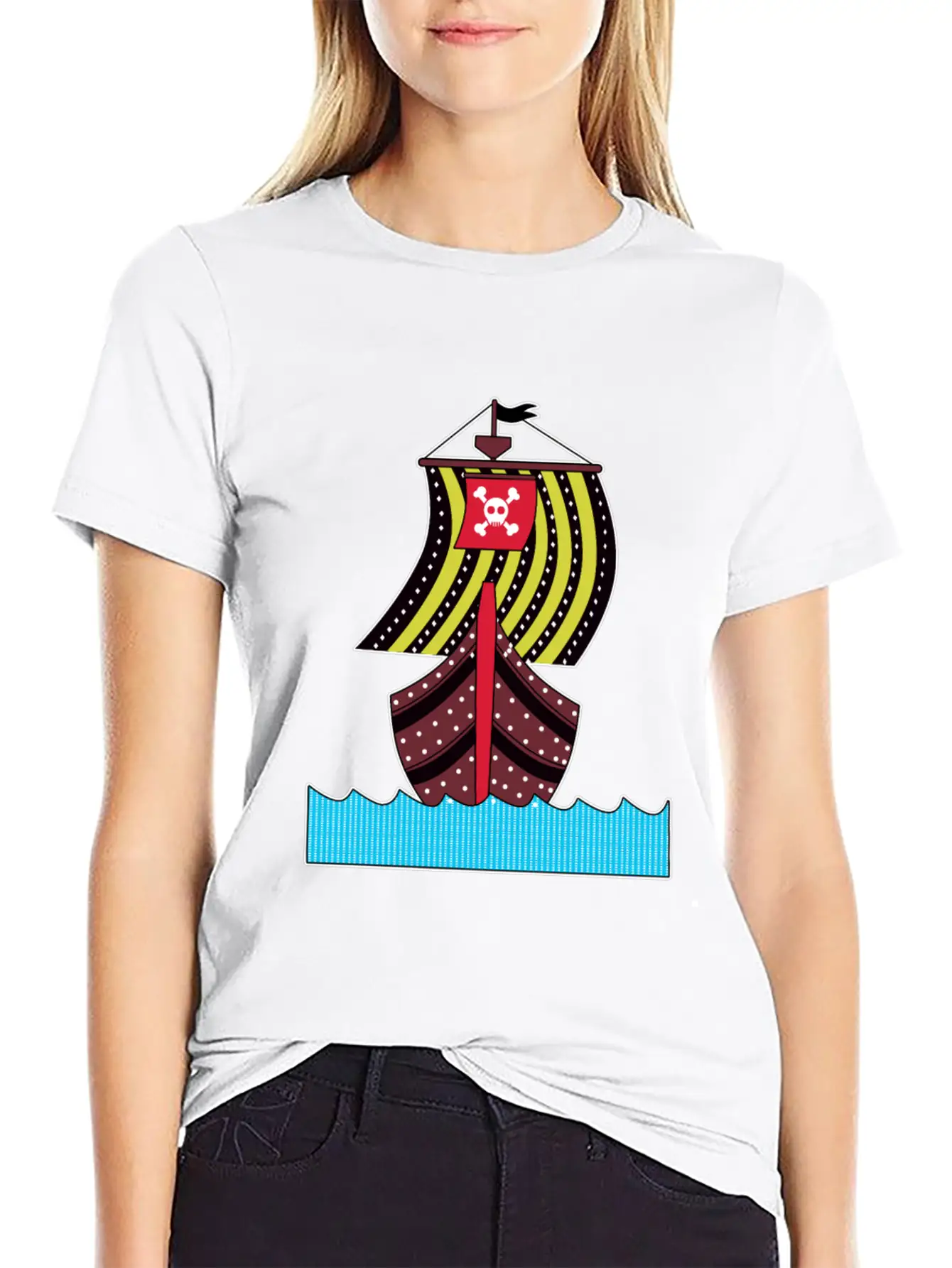 Pirate Ship Ocean Sailing Adventure Gift Idea Basic Graphic T-Shirt ¨C Daily Comfort In Soft Cotton