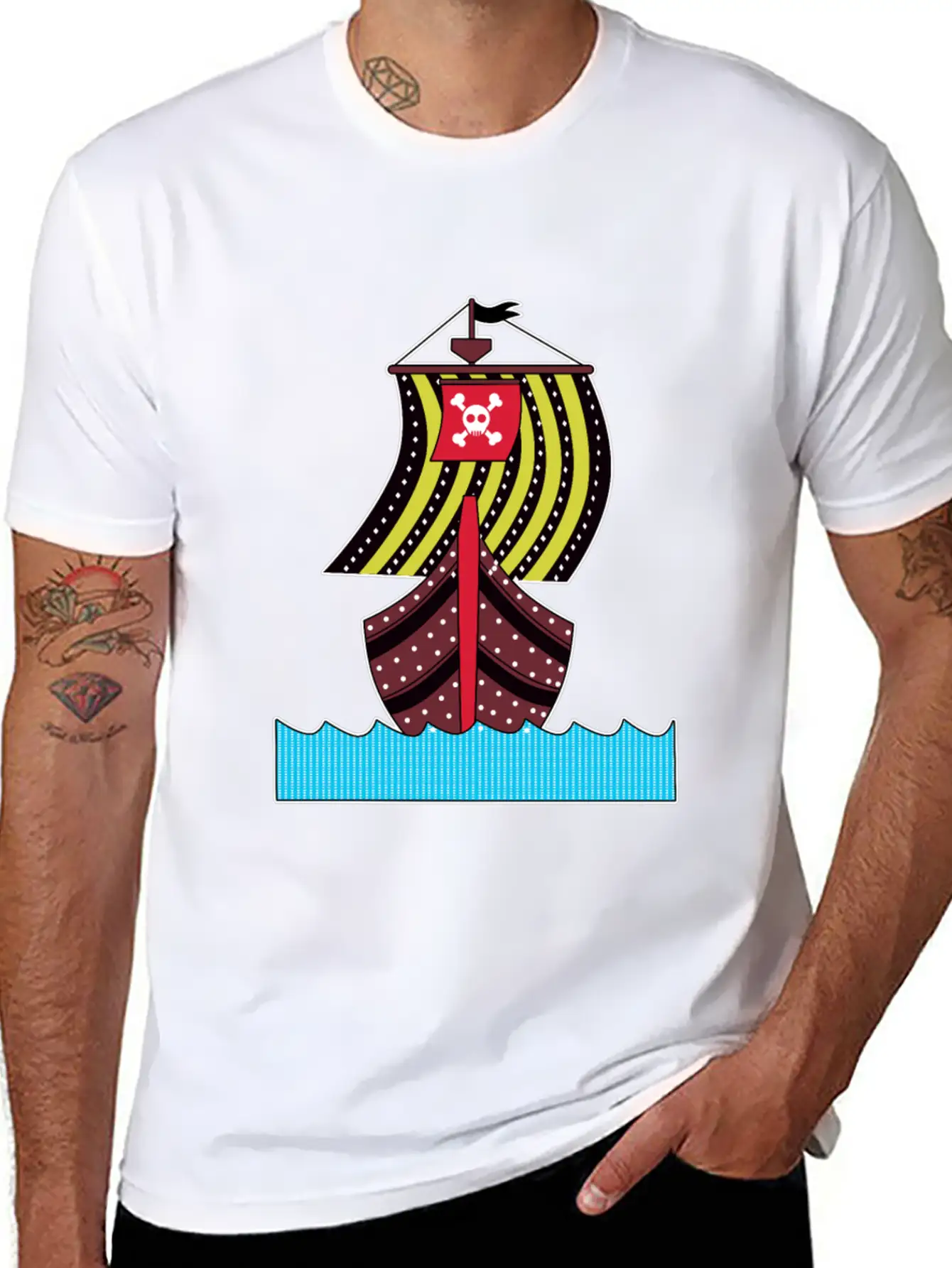 Pirate Ship Ocean Sailing Adventure Gift Idea Basic Graphic T-Shirt ¨C Daily Comfort In Soft Cotton