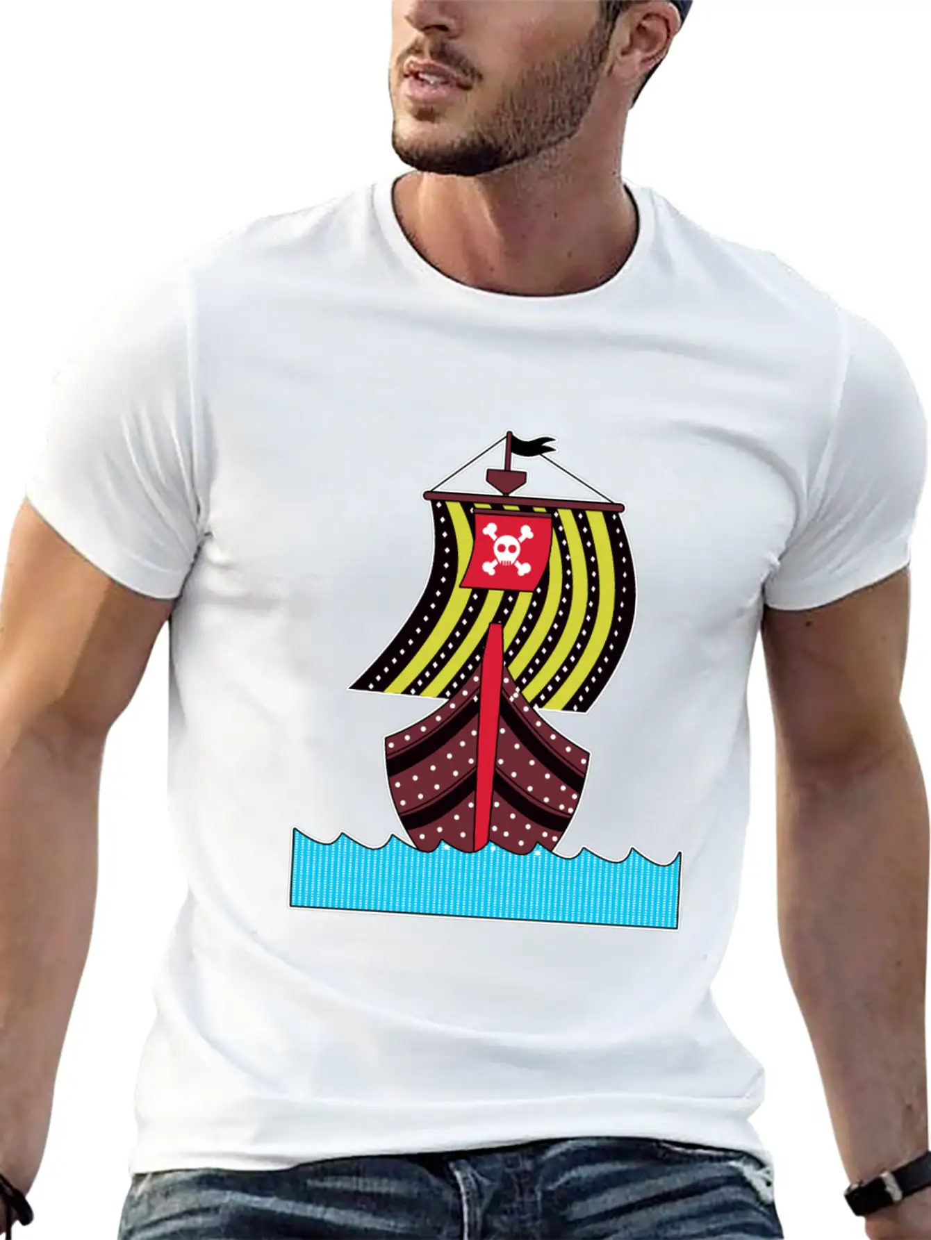 Pirate Ship Ocean Sailing Adventure Gift Idea Basic Graphic T-Shirt ¨C Daily Comfort In Soft Cotton