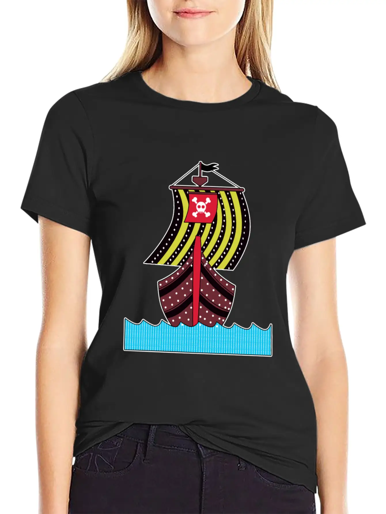 Pirate Ship Ocean Sailing Adventure Gift Idea Basic Graphic T-Shirt ¨C Daily Comfort In Soft Cotton