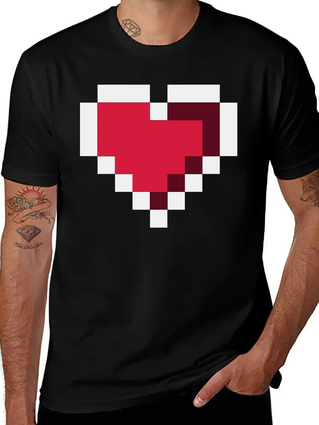 Pixel Heart Essential Cotton Tee For Daily Outfits ¨C Unisex Style