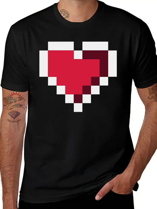 Pixel Heart Essential Cotton Tee For Daily Outfits ¨C Unisex Style