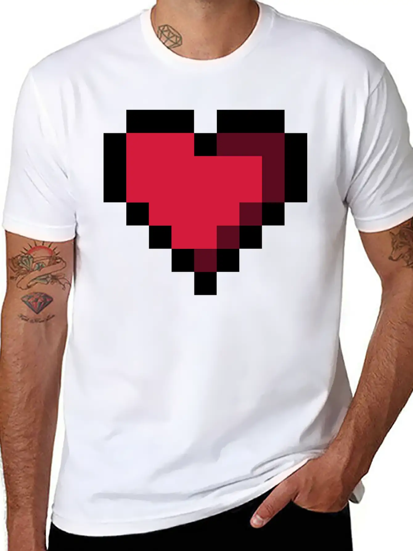 Pixel Heart Essential Cotton Tee For Daily Outfits ¨C Unisex Style