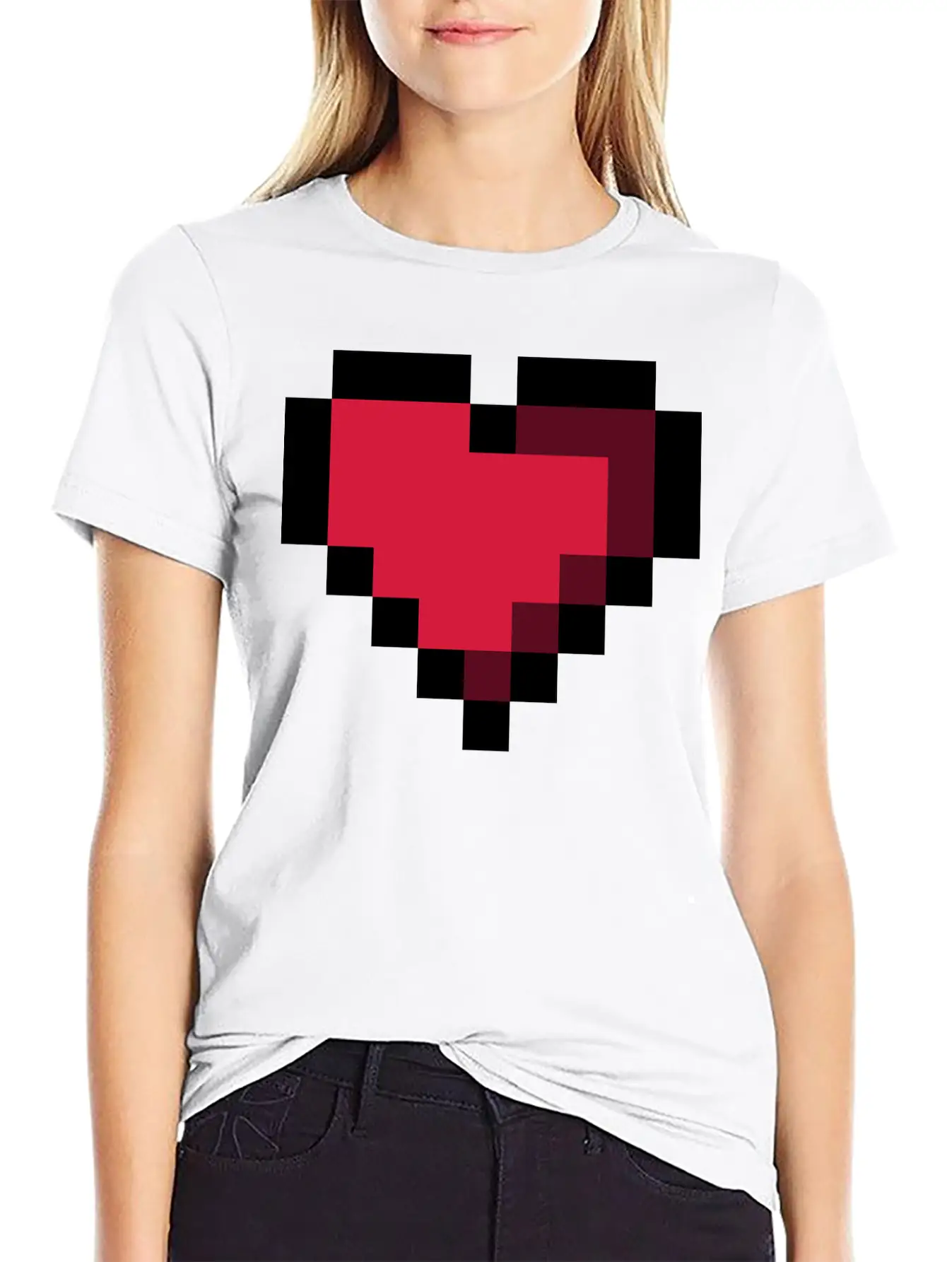 Pixel Heart Essential Cotton Tee For Daily Outfits ¨C Unisex Style