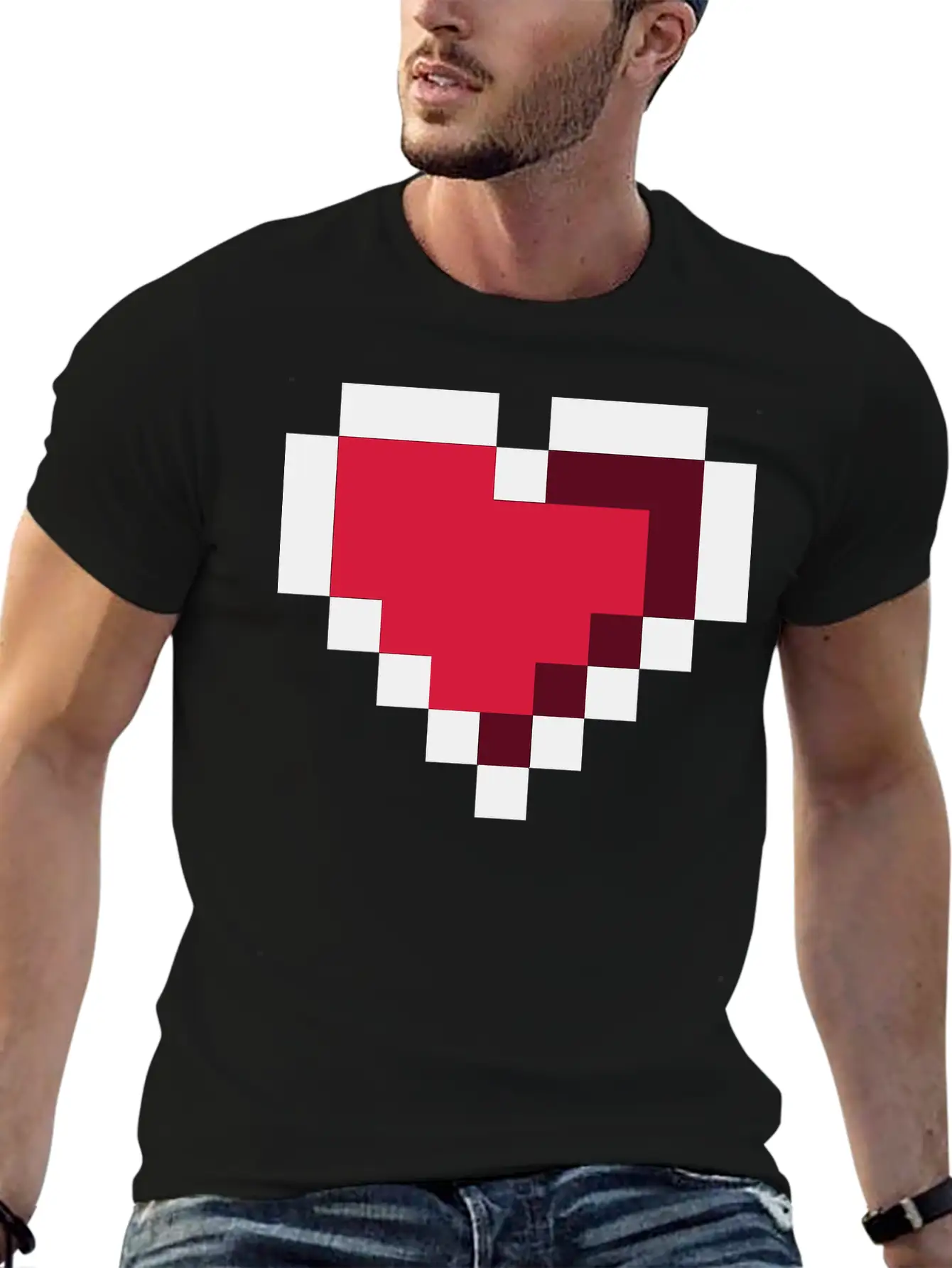 Pixel Heart Essential Cotton Tee For Daily Outfits ¨C Unisex Style