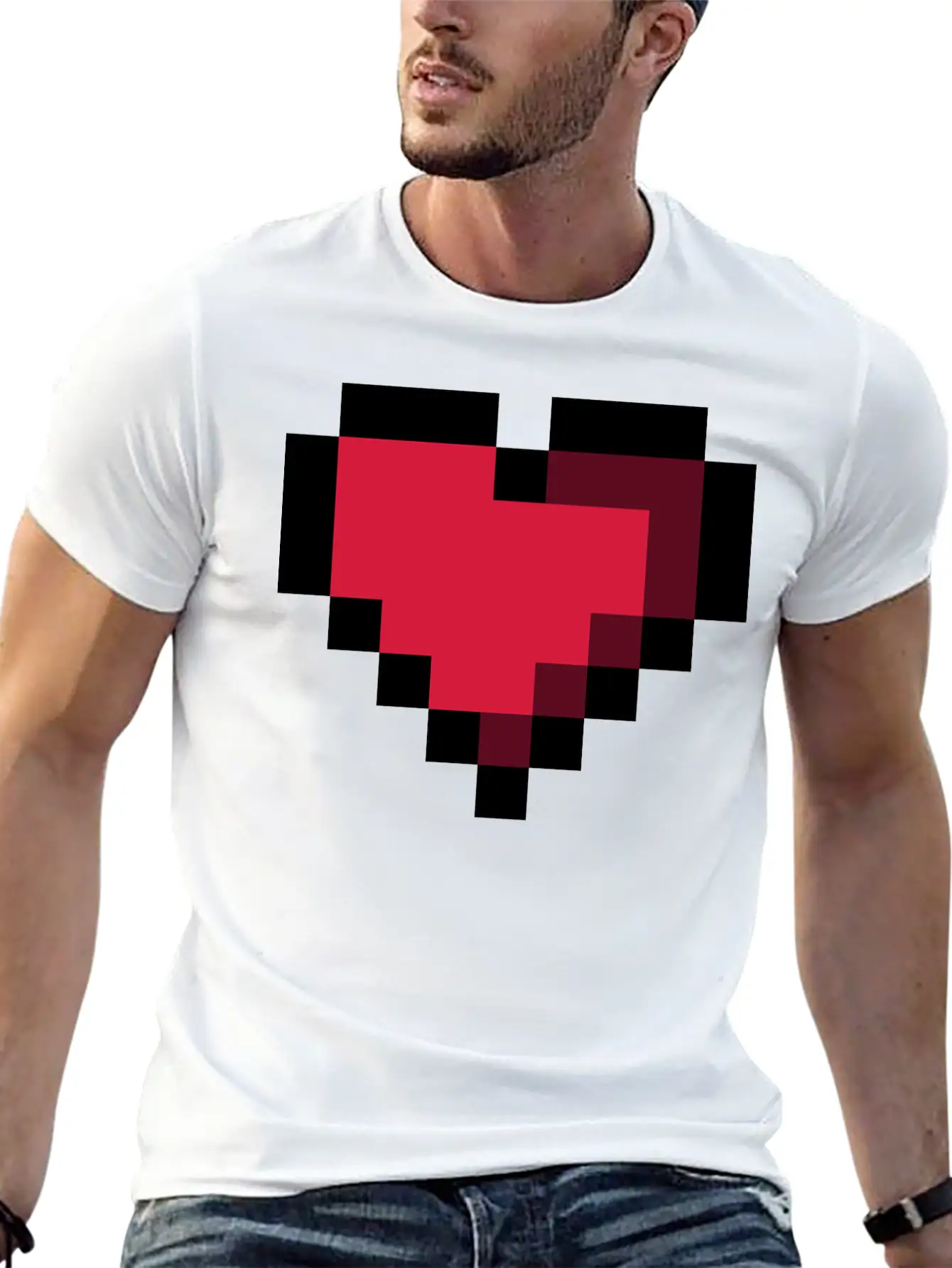 Pixel Heart Essential Cotton Tee For Daily Outfits ¨C Unisex Style