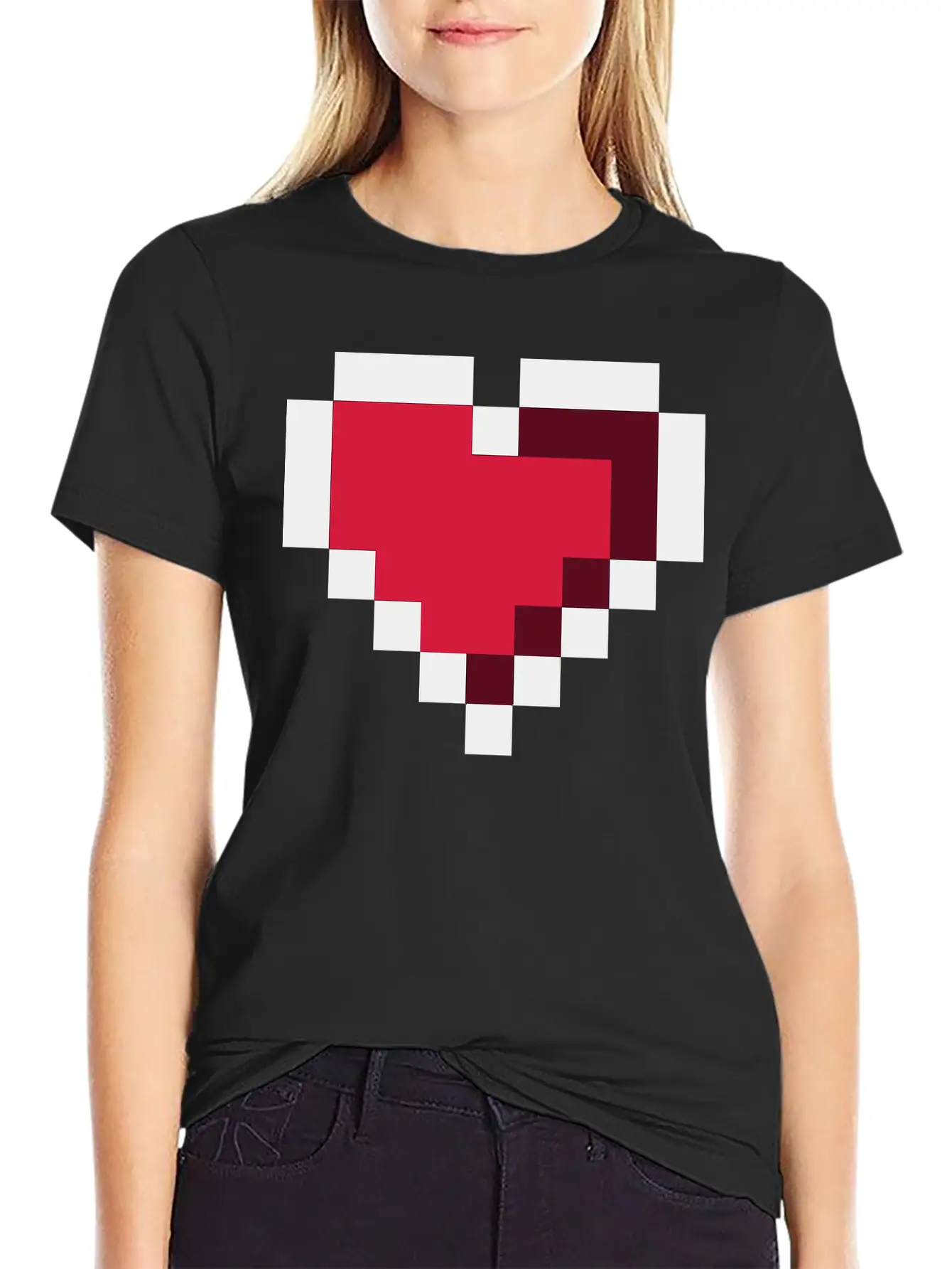 Pixel Heart Essential Cotton Tee For Daily Outfits ¨C Unisex Style
