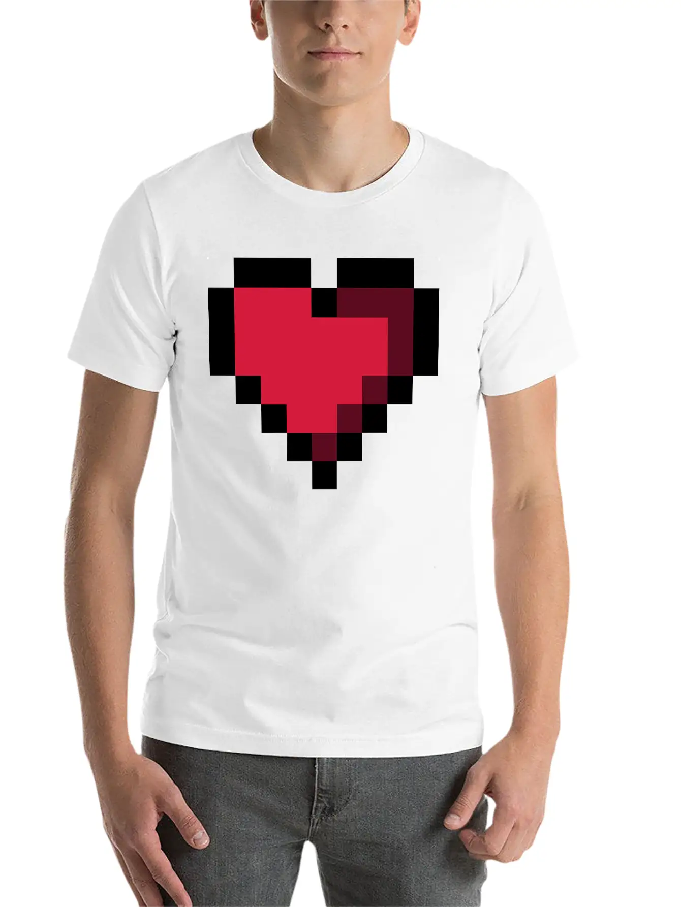 Pixel Heart Essential Cotton Tee For Daily Outfits ¨C Unisex Style
