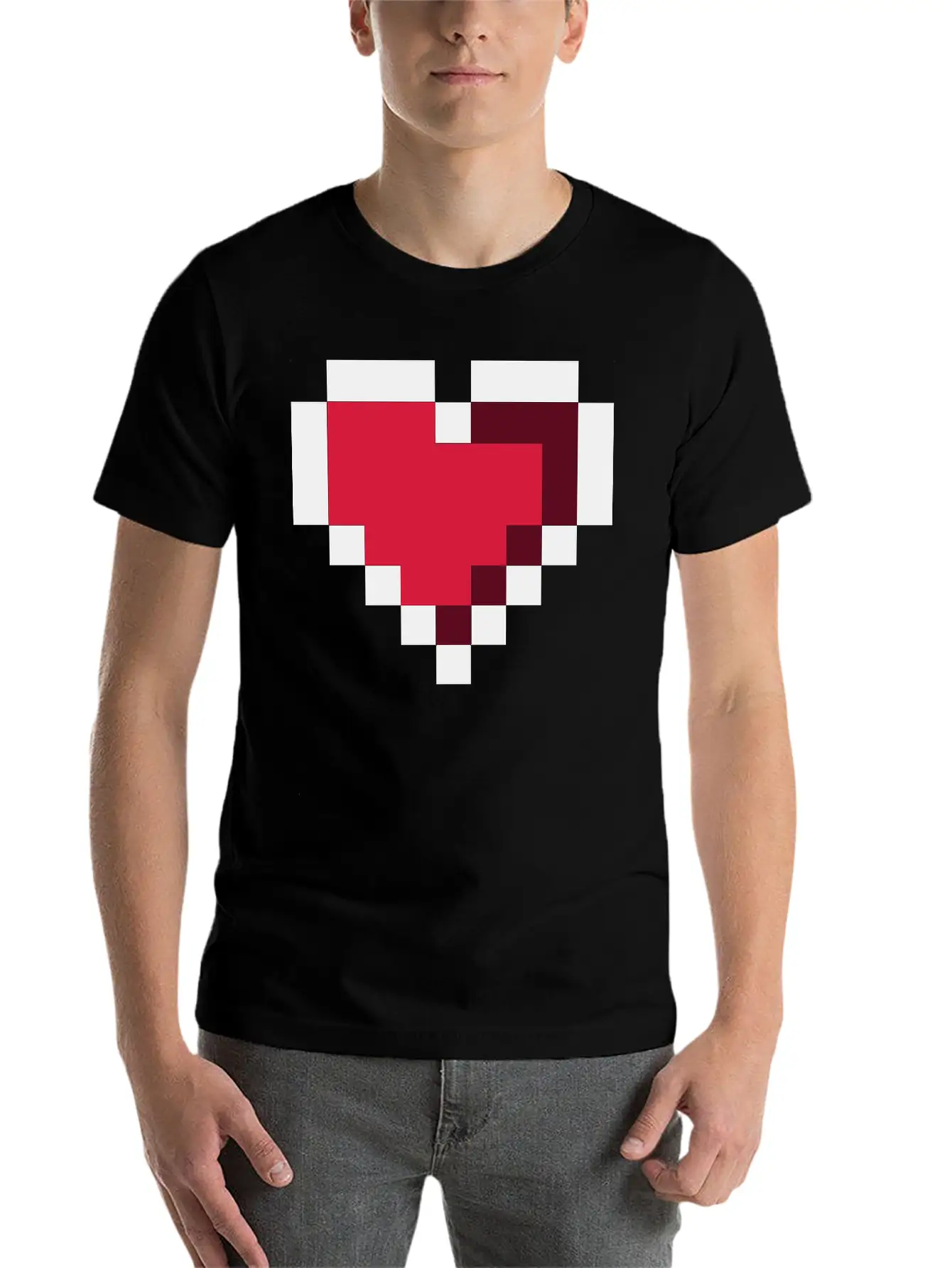 Pixel Heart Essential Cotton Tee For Daily Outfits ¨C Unisex Style