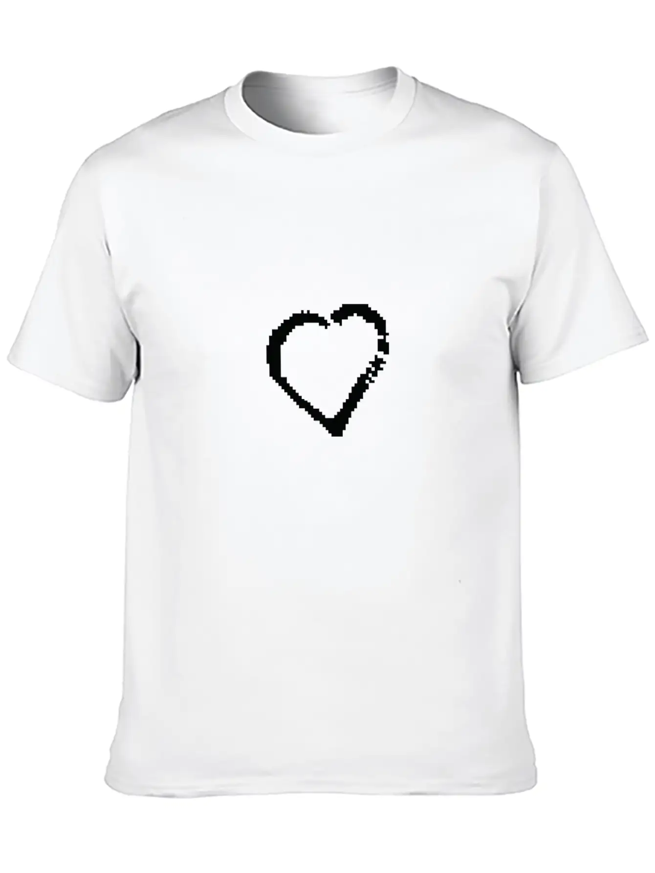 Pixel Love Heart Essential Cotton Tee For Daily Outfits ¨C Unisex Style