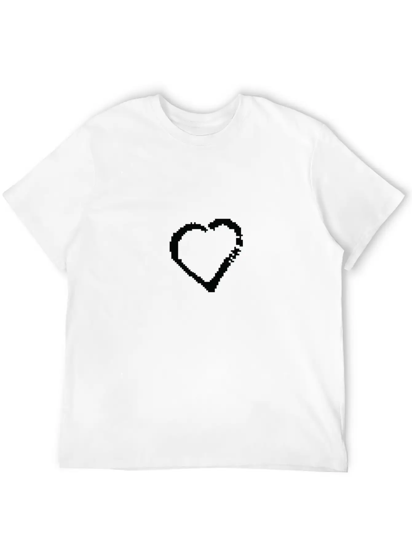 Pixel Love Heart Essential Cotton Tee For Daily Outfits ¨C Unisex Style