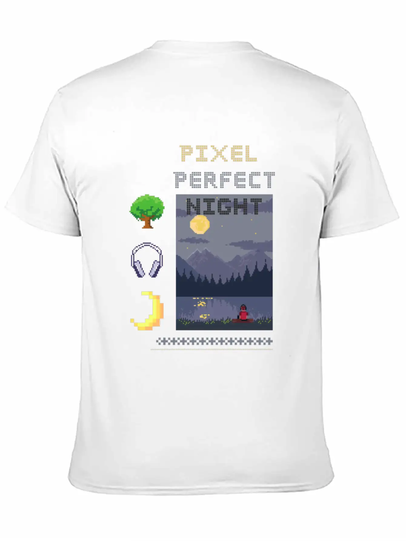 Pixel Perfect Night: Man In Headphones By Lake Wit Basic Graphic T-Shirt ¨C Daily Comfort In Soft Cotton