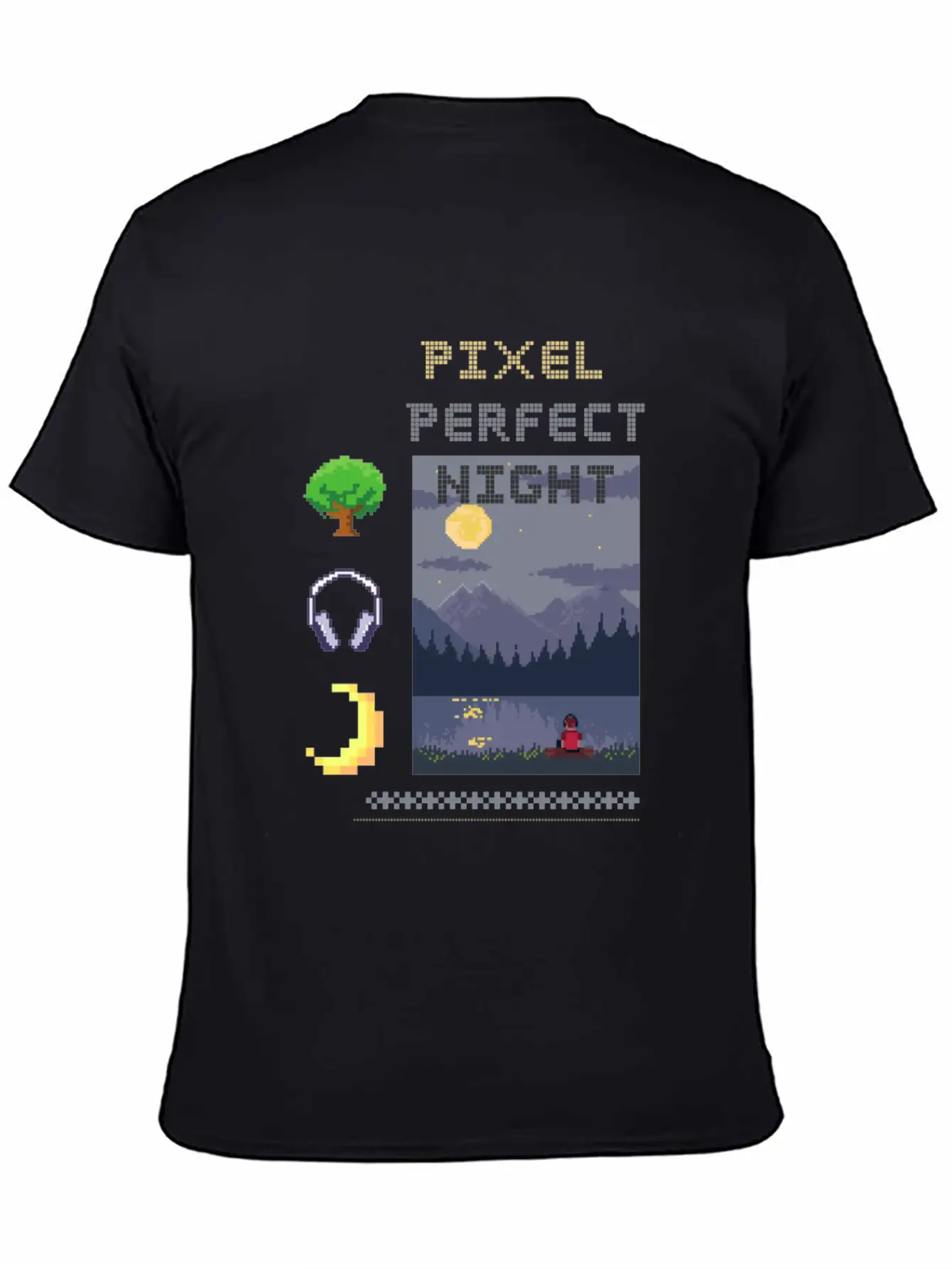 Pixel Perfect Night: Man In Headphones By Lake Wit Basic Graphic T-Shirt ¨C Daily Comfort In Soft Cotton
