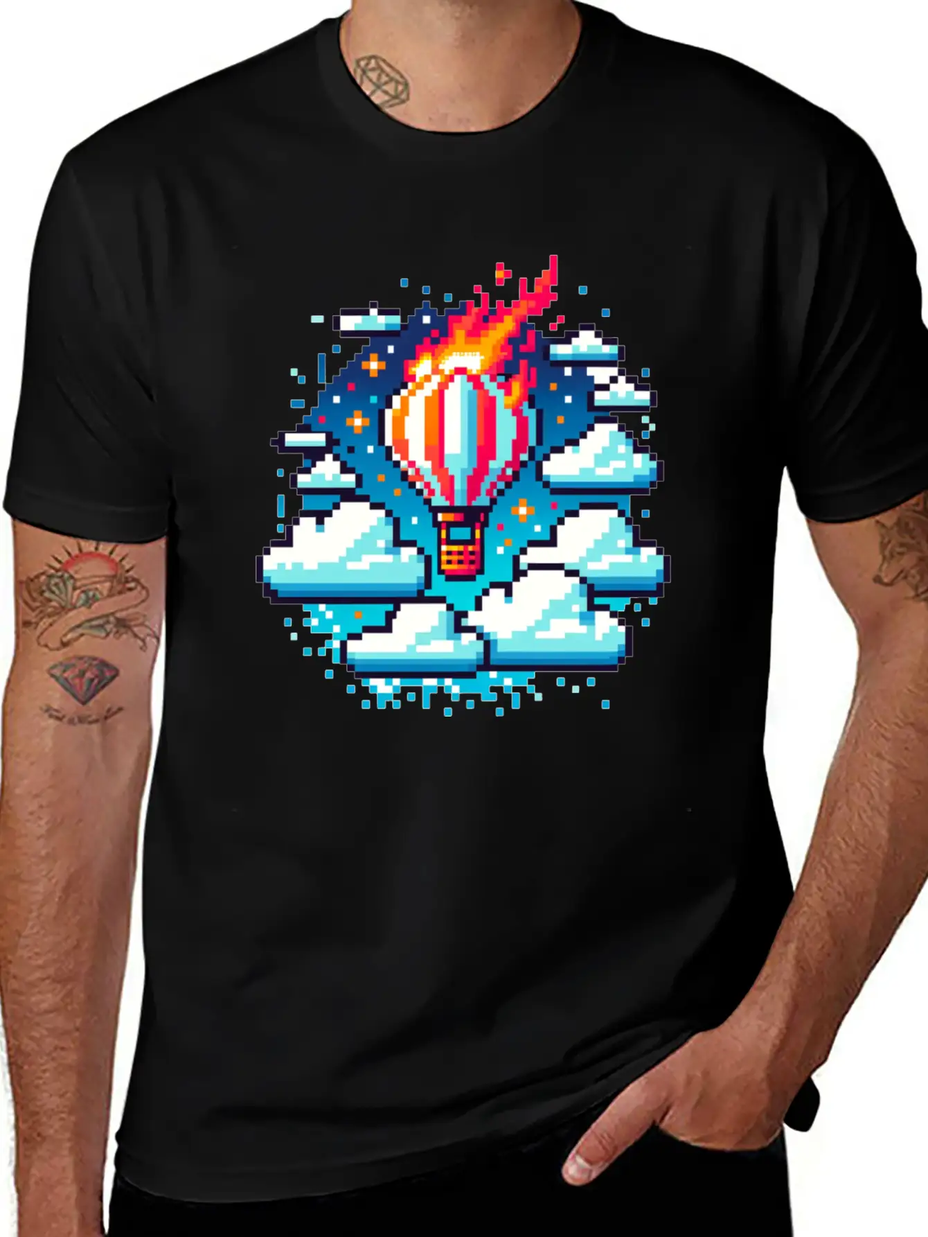 Pixel Skies Adventure: Hot Air Balloon Soar Soft Cotton Short Sleeve Tee ¨C Unisex Wardrobe Staple