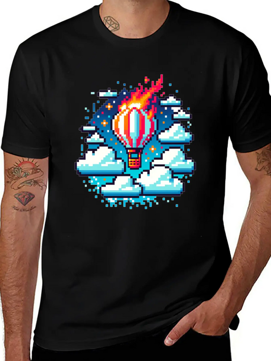 Pixel Skies Adventure: Hot Air Balloon Soar Soft Cotton Short Sleeve Tee ¨C Unisex Wardrobe Staple