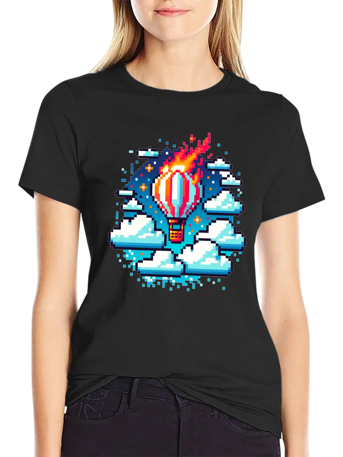 Pixel Skies Adventure: Hot Air Balloon Soar Soft Cotton Short Sleeve Tee ¨C Unisex Wardrobe Staple