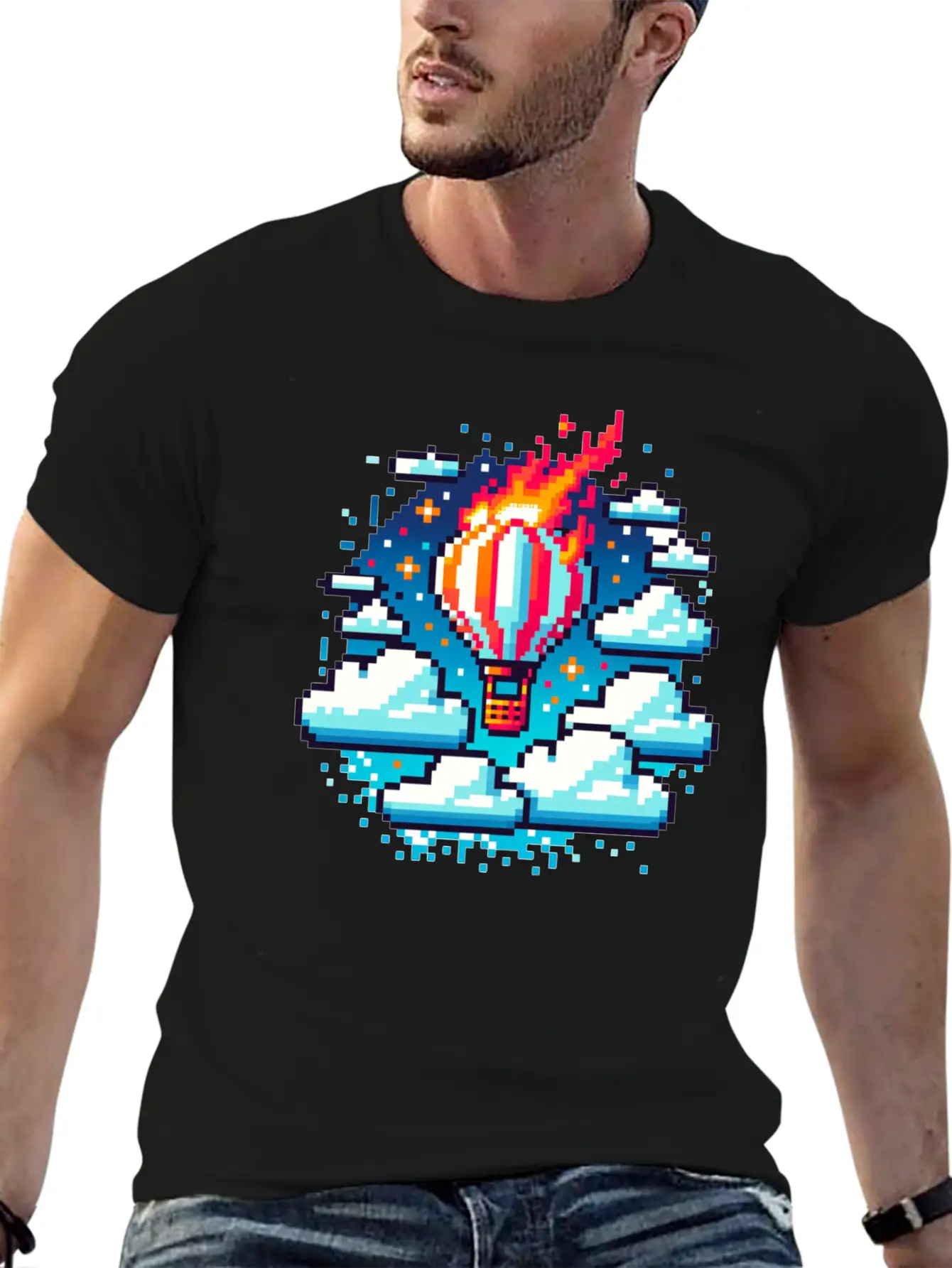 Pixel Skies Adventure: Hot Air Balloon Soar Soft Cotton Short Sleeve Tee ¨C Unisex Wardrobe Staple
