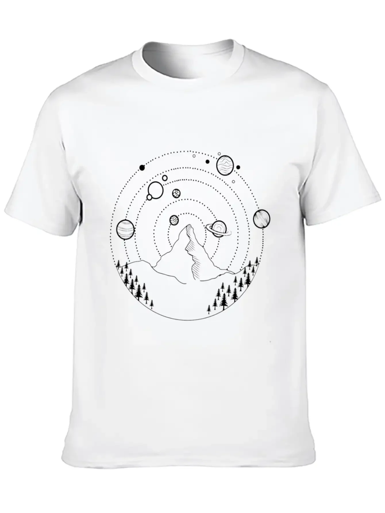 Planets At The Night Sky Basic Graphic T-Shirt ¨C Daily Comfort In Soft Cotton