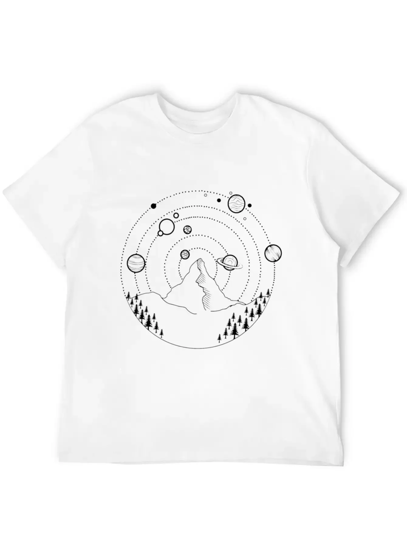 Planets At The Night Sky Basic Graphic T-Shirt ¨C Daily Comfort In Soft Cotton