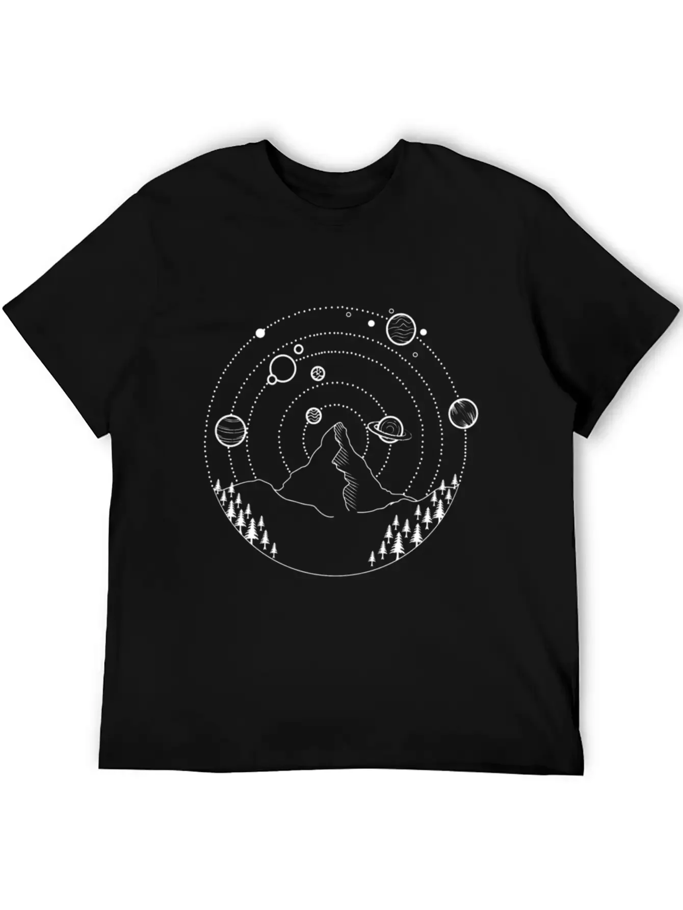 Planets At The Night Sky Basic Graphic T-Shirt ¨C Daily Comfort In Soft Cotton