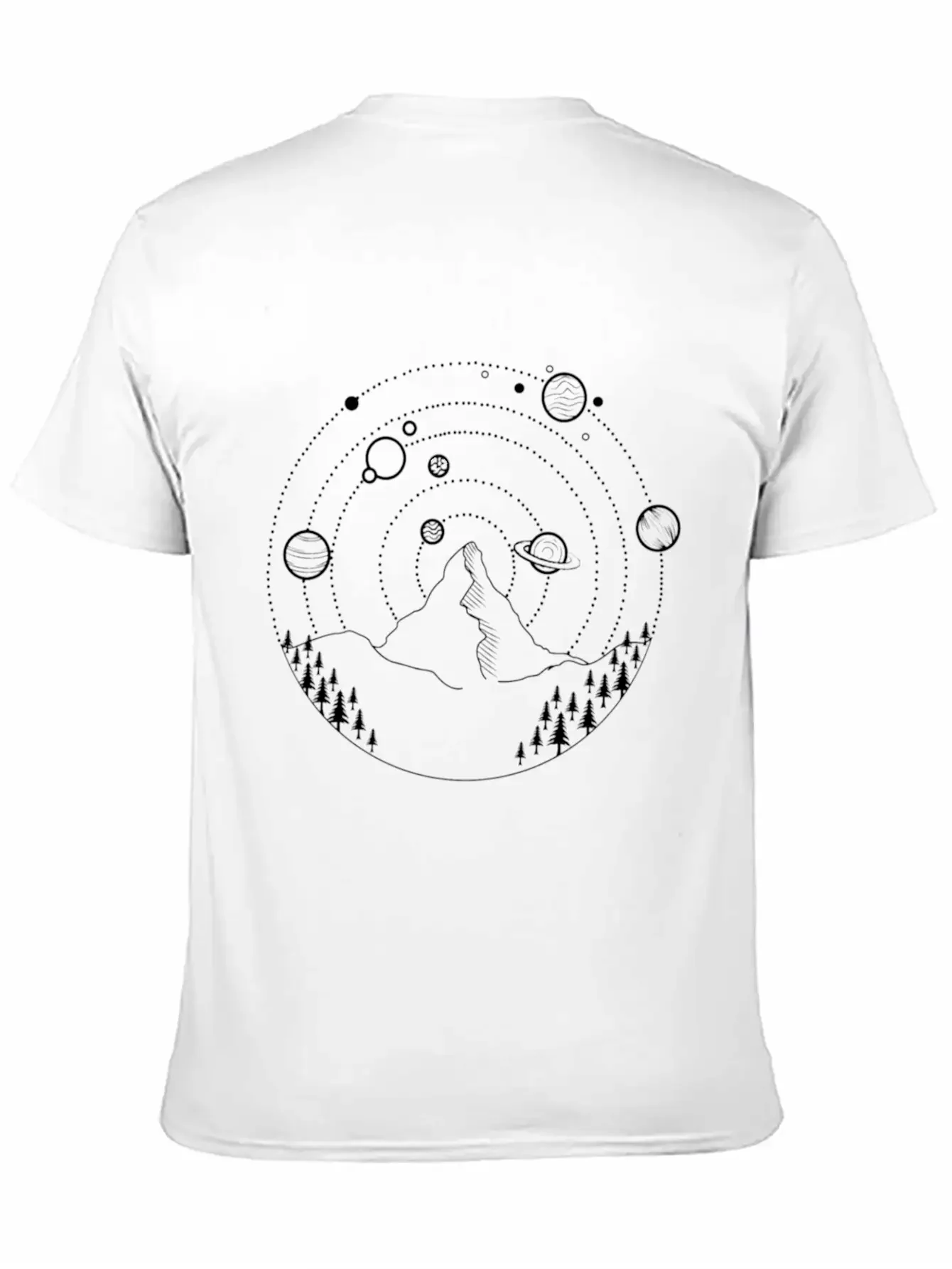 Planets At The Night Sky Basic Graphic T-Shirt ¨C Daily Comfort In Soft Cotton