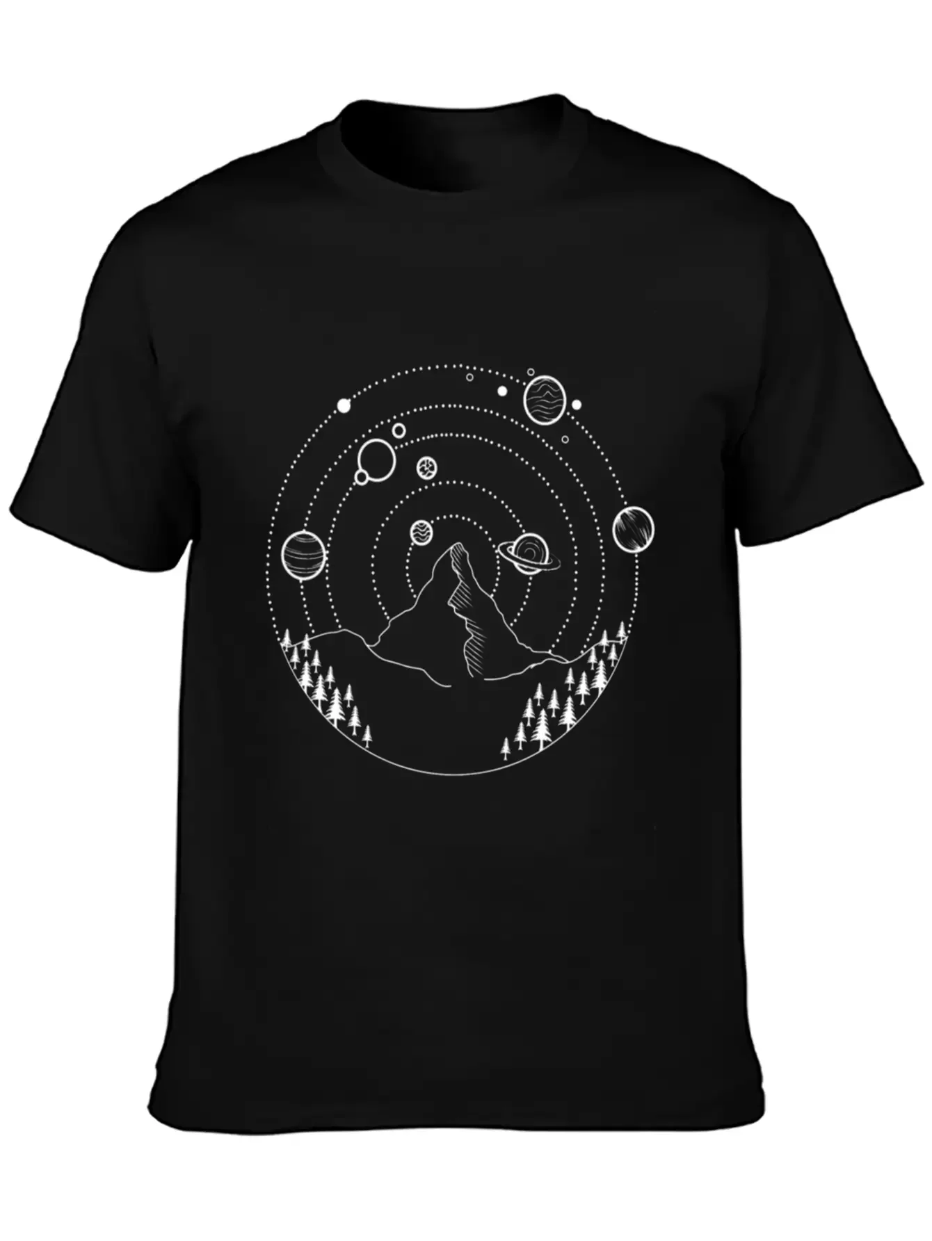 Planets At The Night Sky Basic Graphic T-Shirt ¨C Daily Comfort In Soft Cotton