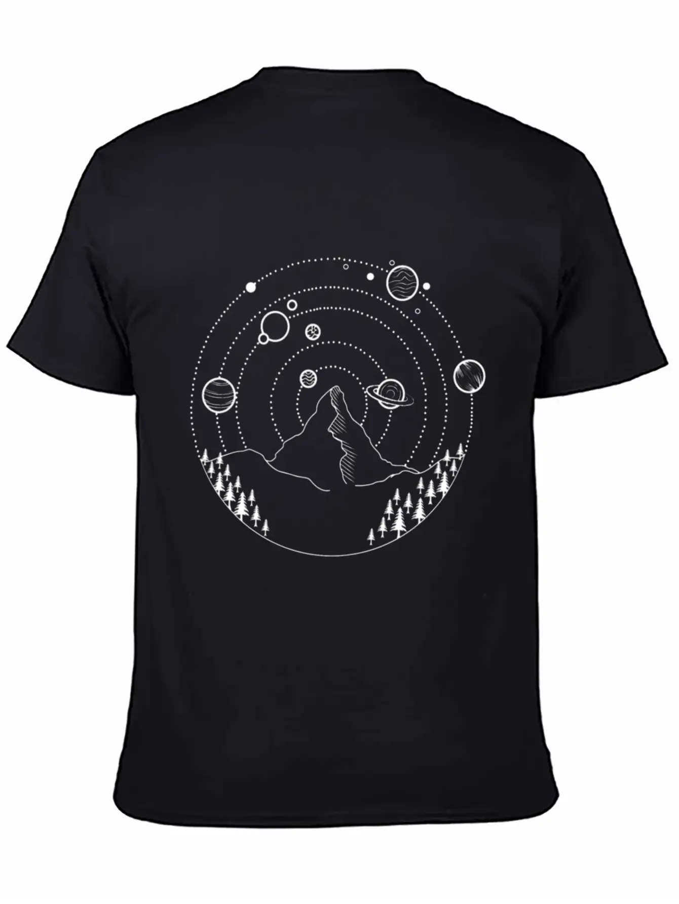 Planets At The Night Sky Basic Graphic T-Shirt ¨C Daily Comfort In Soft Cotton