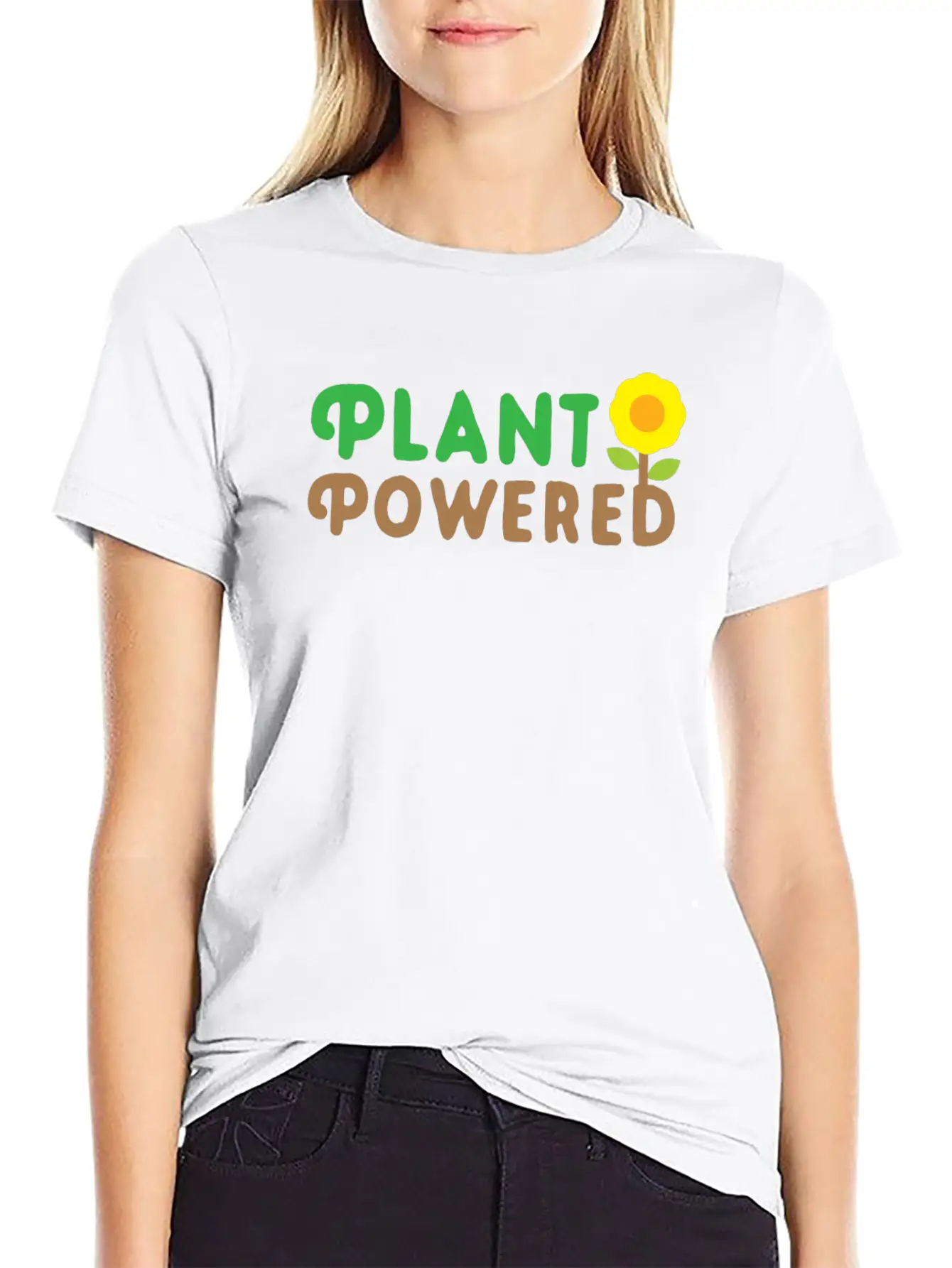 Plant Powered With Sunflower Basic Graphic T-Shirt ¨C Daily Comfort In Soft Cotton