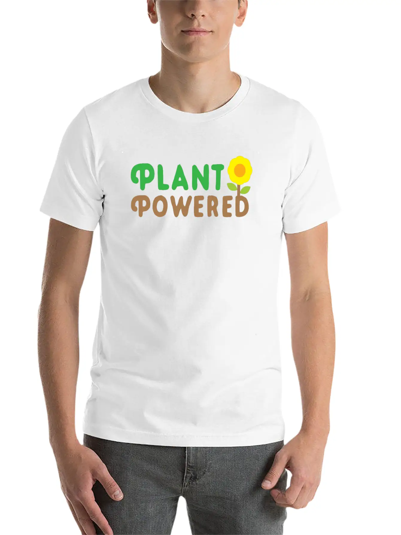 Plant Powered With Sunflower Basic Graphic T-Shirt ¨C Daily Comfort In Soft Cotton